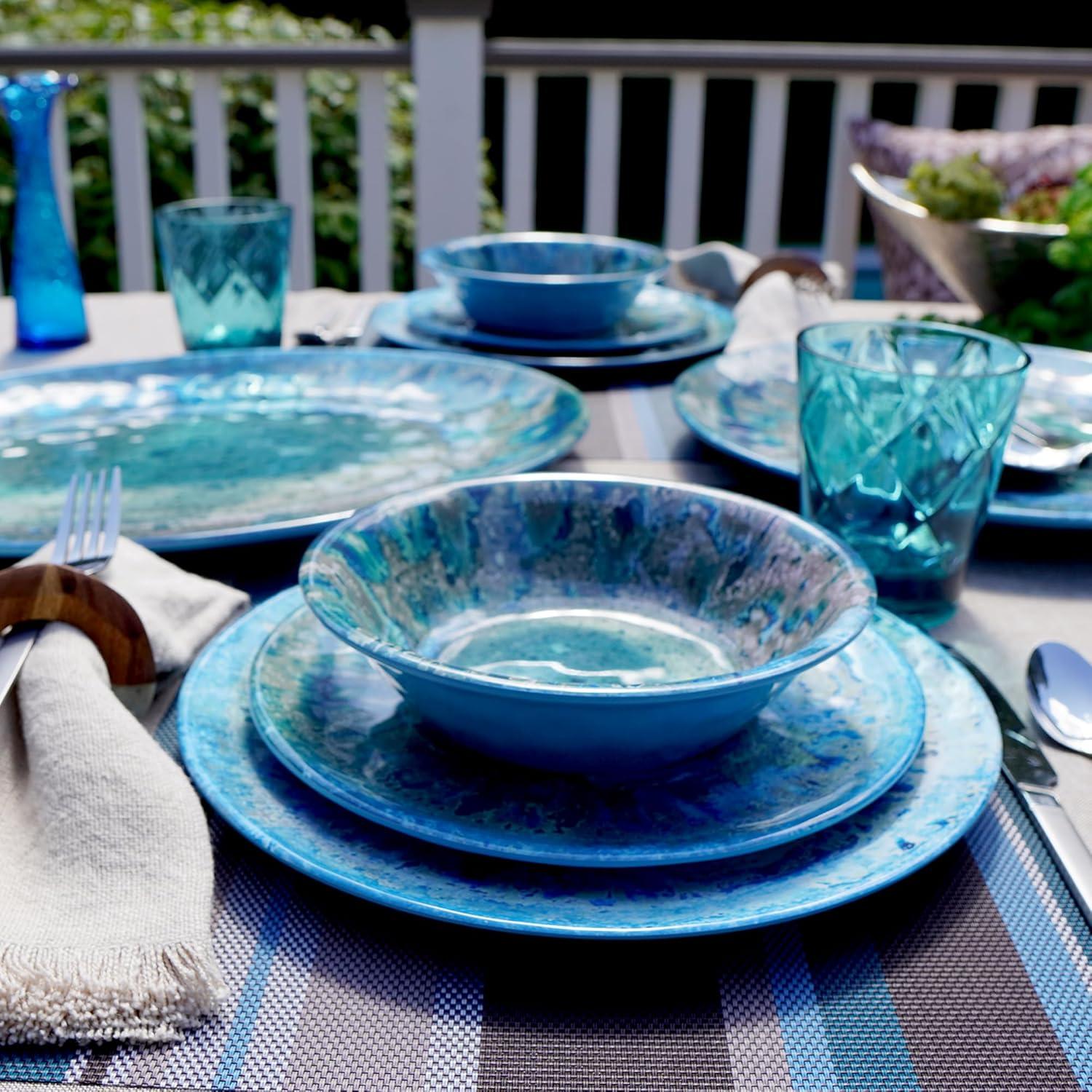 Certified International Radiance 12 Piece 100% Heavyweight Melamine Dinnerware Set, Service for 4 (Available in TEAL or CREAM)