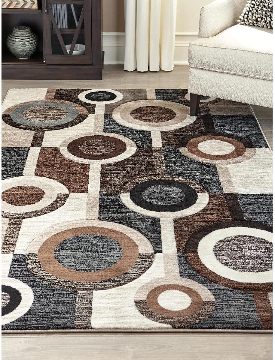 Guintte 5' x 7' Black and Brown Geometric Rug