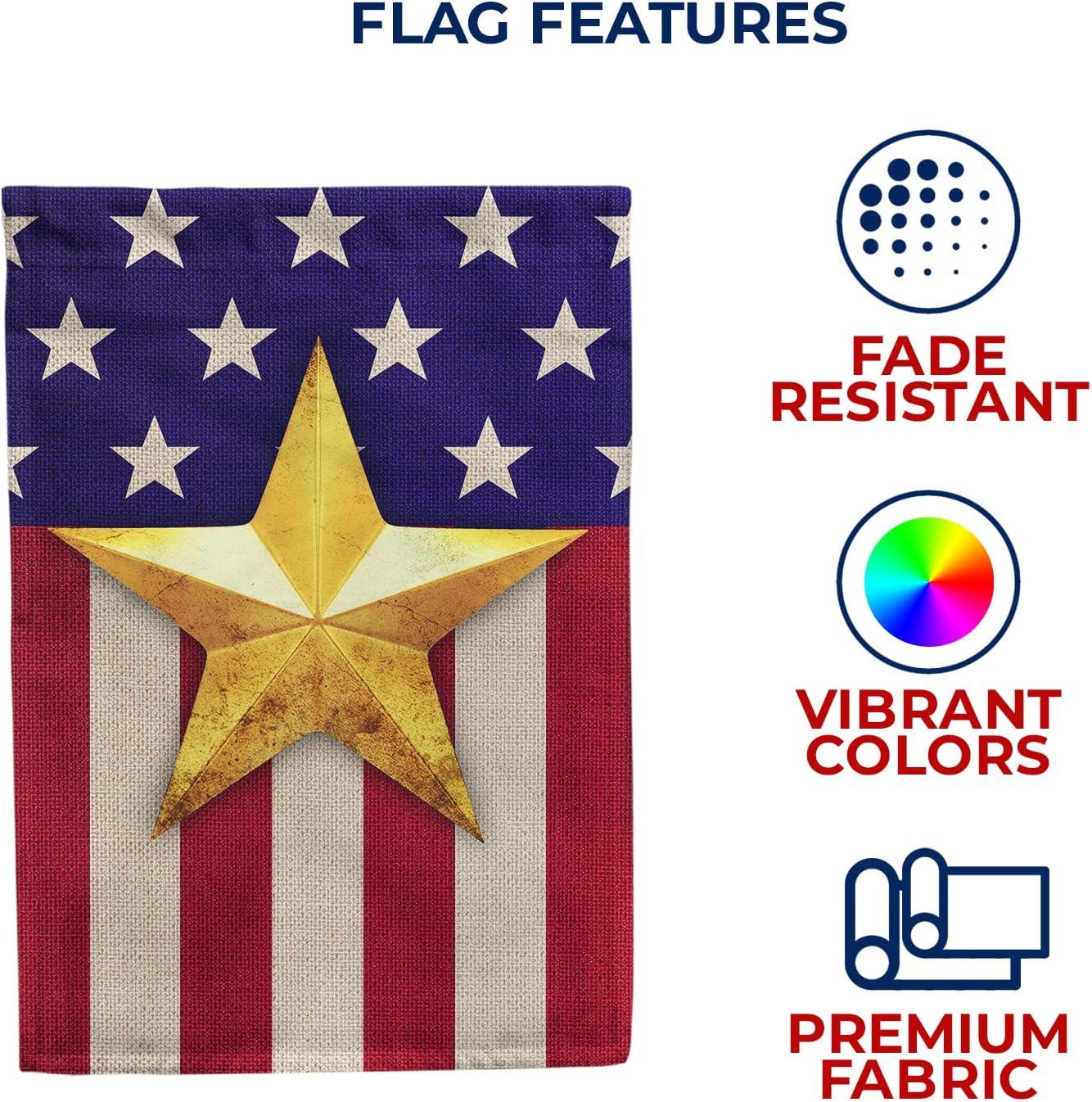 America Forever 4th of July Garden Flag 12.5 x18 Inch Double Sided Yard Outdoor Decorative Independence Day Patriotic Stars and Stripes USA Gold Star American Garden Flag