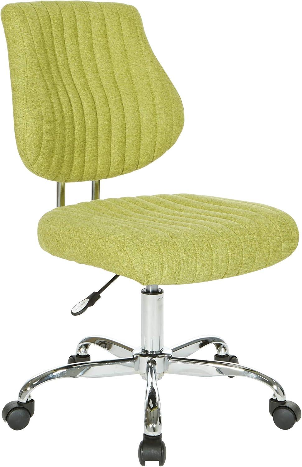 Sunnydale Office Chair in Basil Green Fabric with Chrome Base