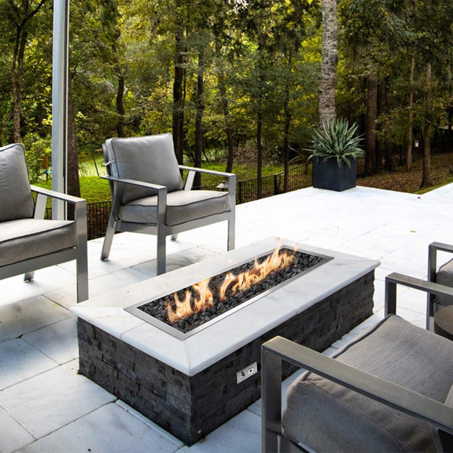 Stainless Steel 48'' Rectangular Gas Fire Pit Kit