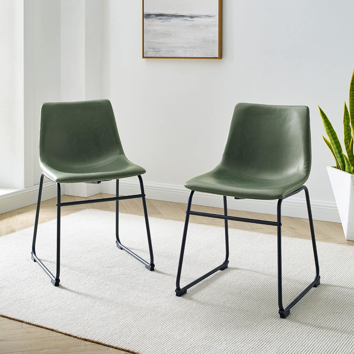 Modern Black Faux Leather Side Chair with Alloy Steel Frame
