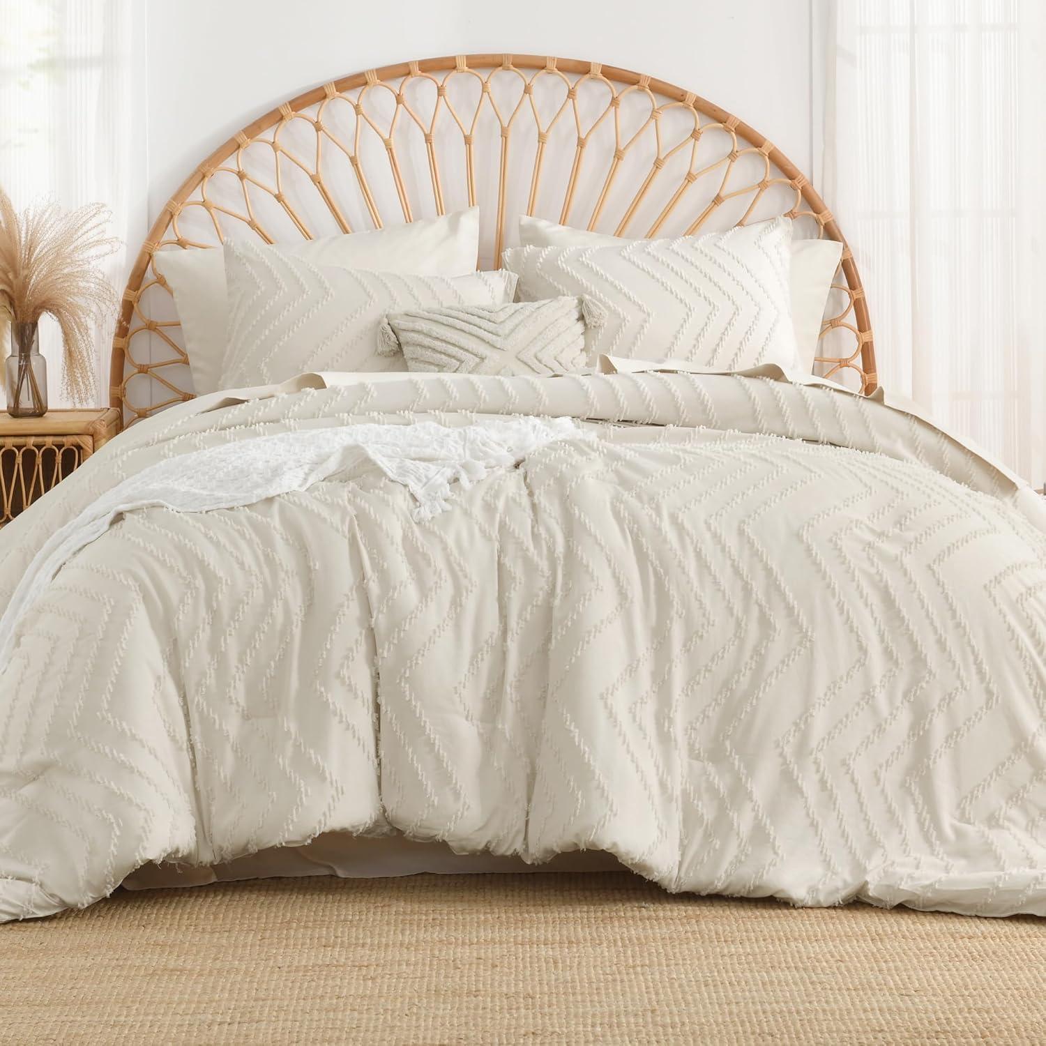 Andency Emerald Dark Green Comforter Set Full, Bed in a Bag 7 Pieces Boho Tufted Bedding Set, All Season Bed Sets with 1 Comforter, 2 Pillow Shams, 2 Pillowcases, 1 Flat Sheet, 1 Fitted Sheet