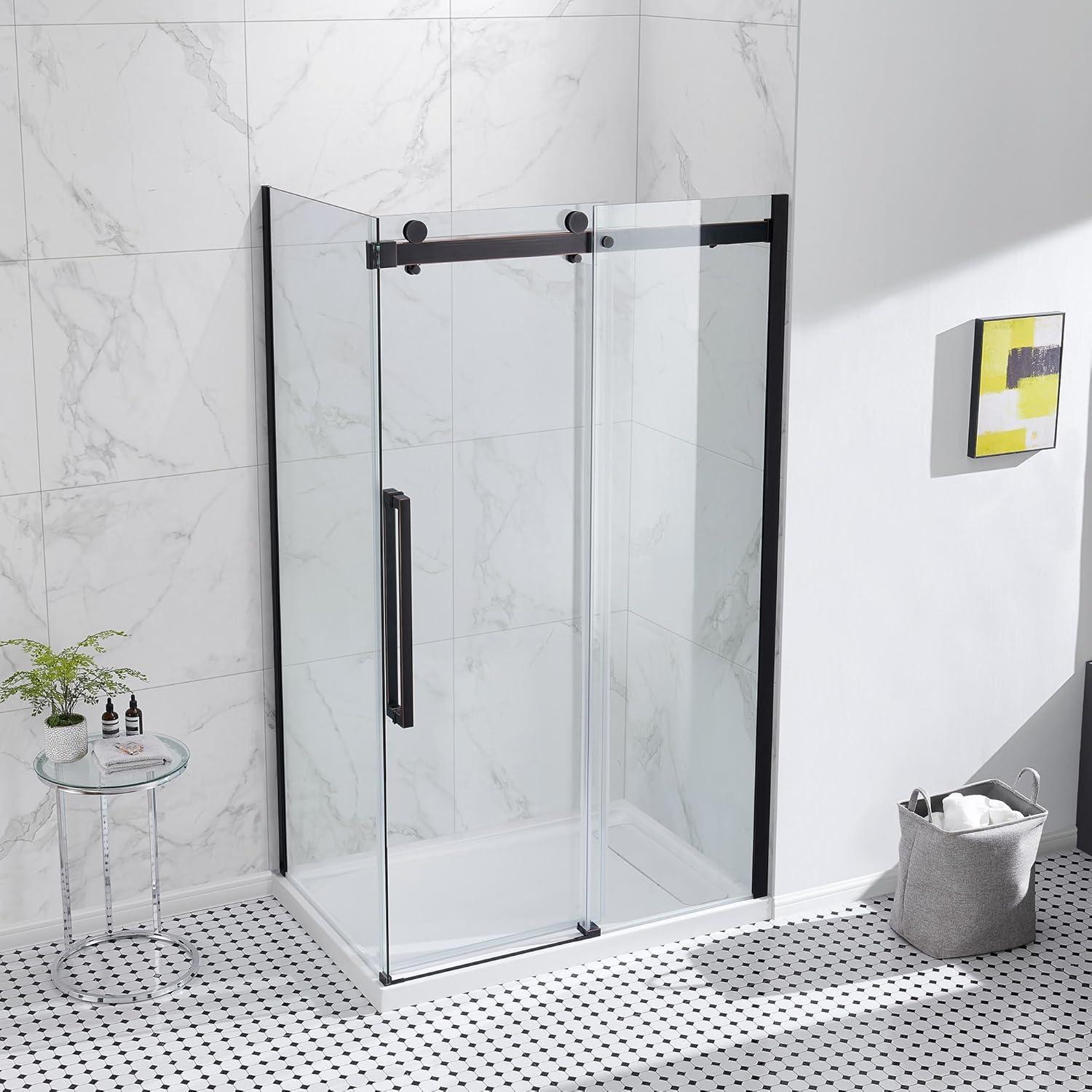 OVE Decors Bel Soft Close Stainless Steel 3-Piece 32-in x 48-in x 81-in Base/Door Corner Shower Kit