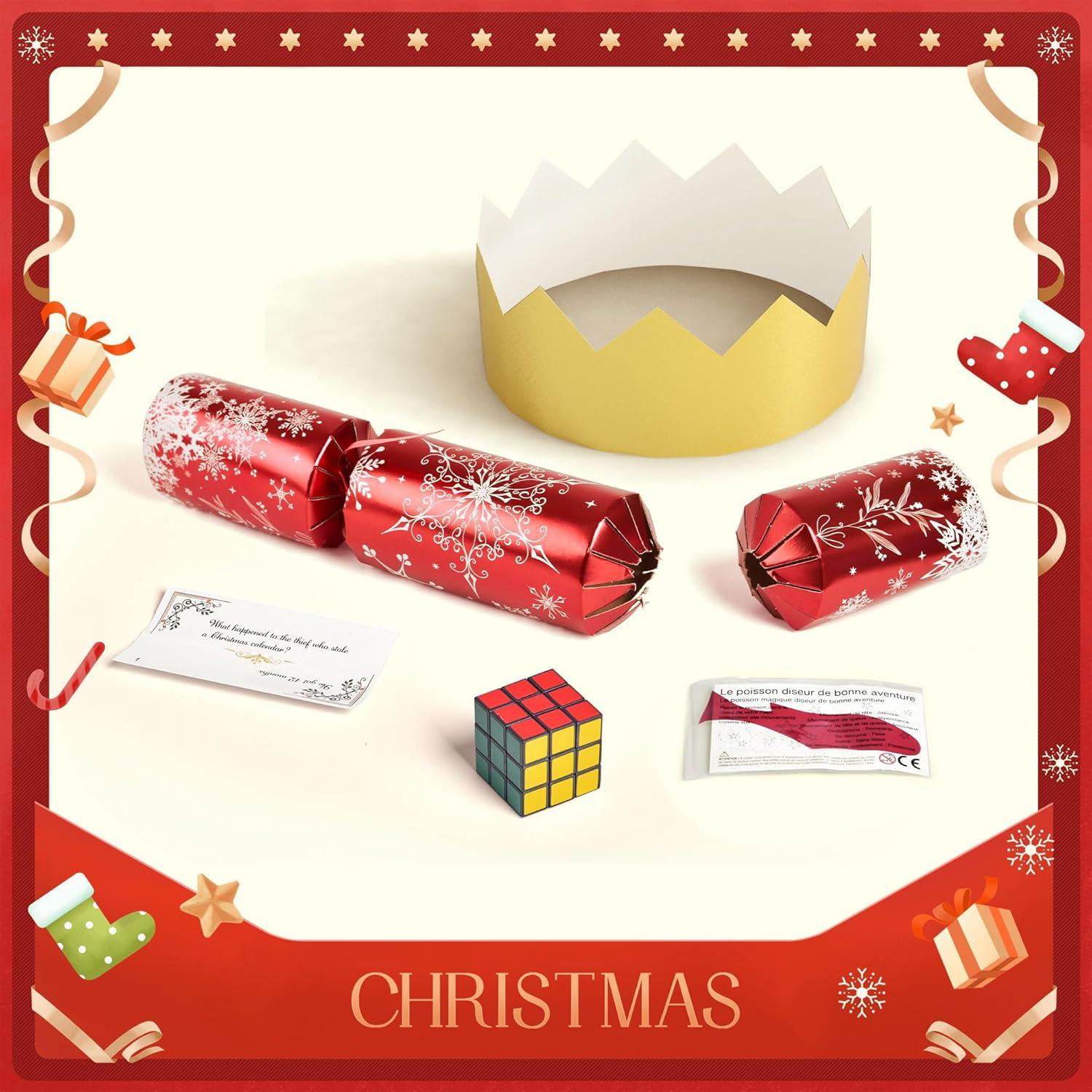 Fun Little Toys 12 PCS Christmas Cracker red and green snow flake