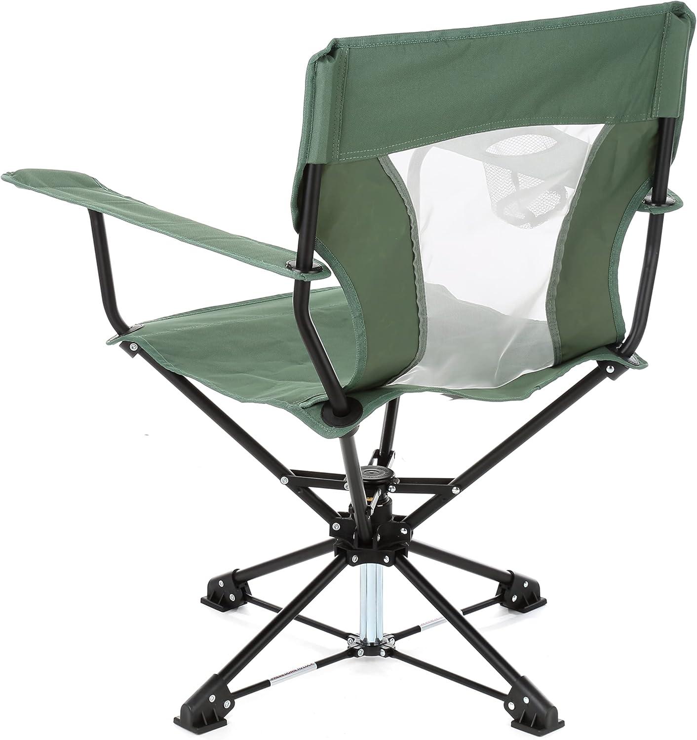 Green 360° Swivel Hunting Chair with Armrests and Mesh