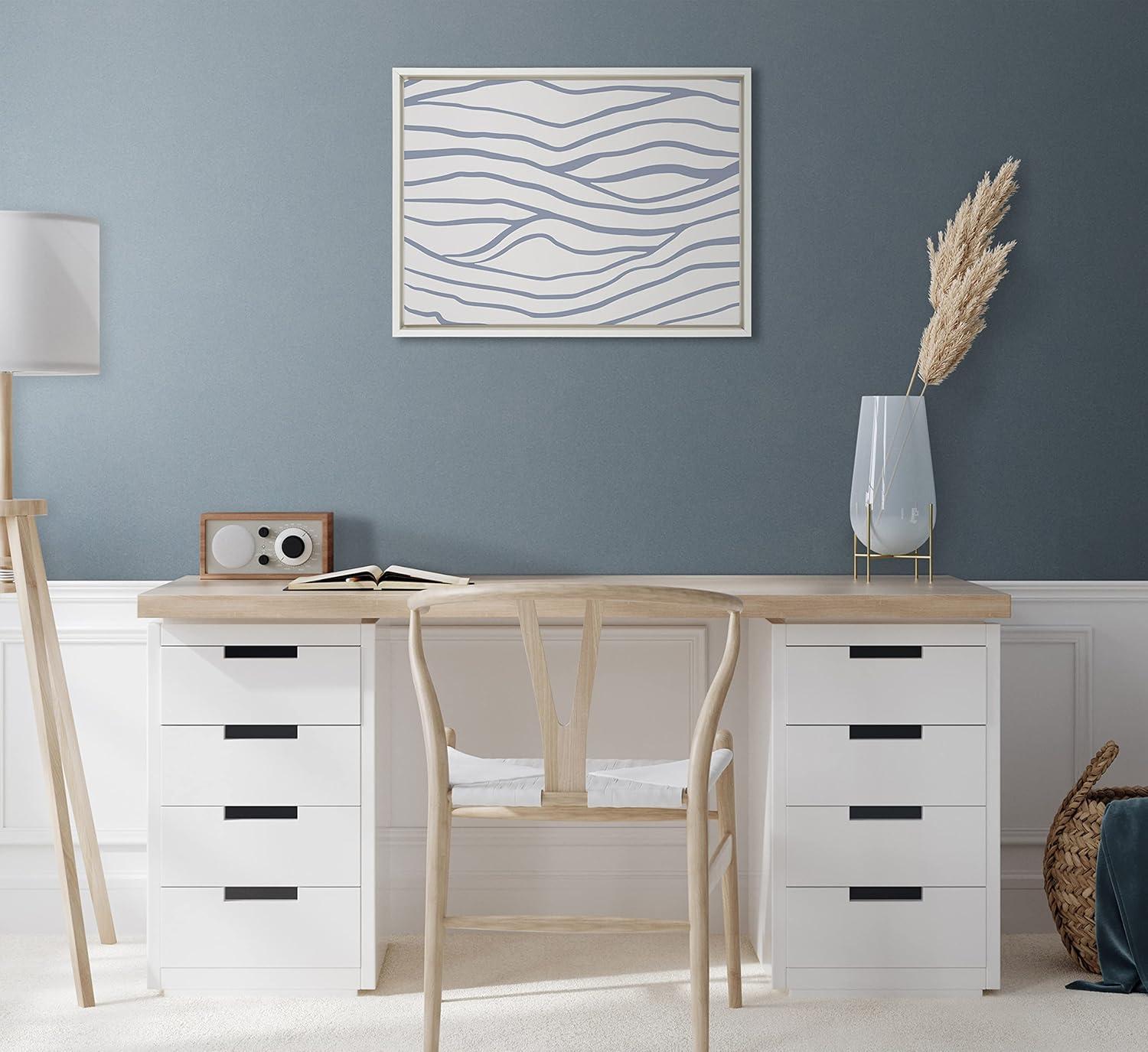 Sylvie Coastal Waves Blue and White Canvas Wall Art