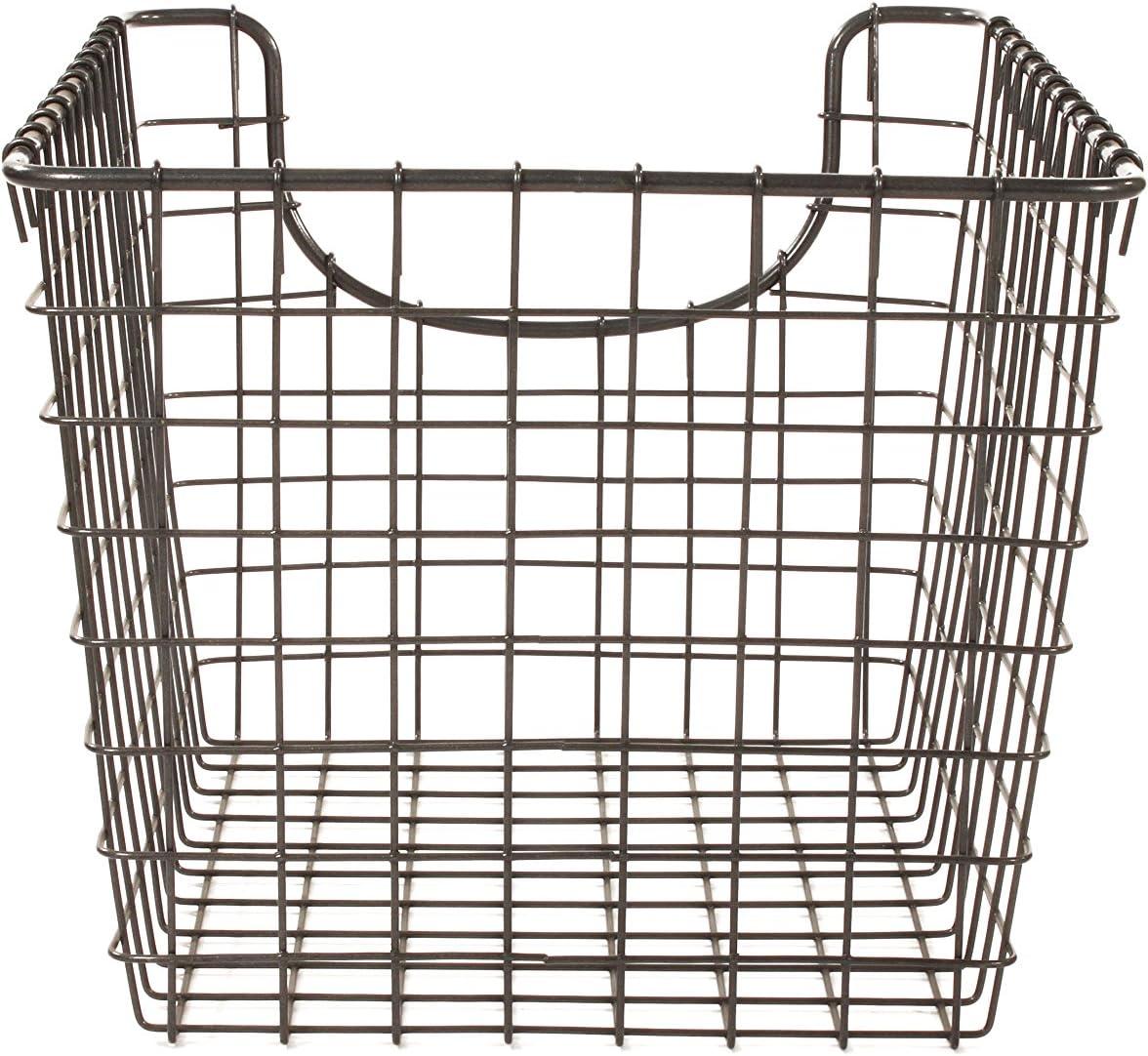 Vintage Chic Scoop Wire Storage Basket 10.4" Industrial Gray