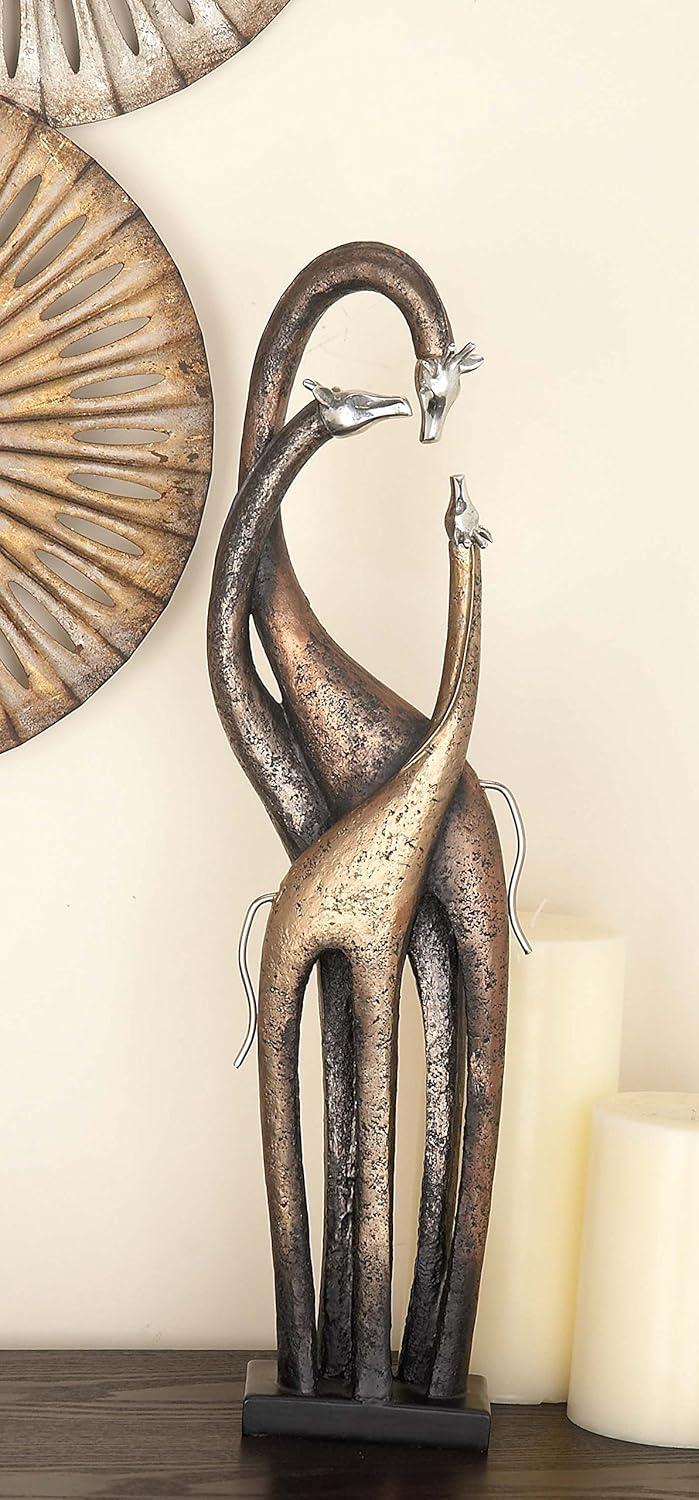 Brass and Bronze Giraffe Family Decorative Sculpture