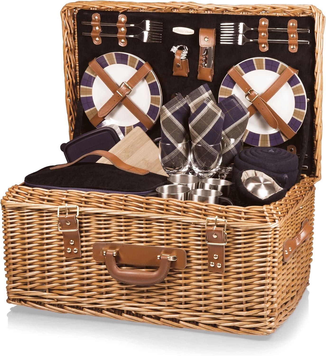 Windsor Luxury Large Wicker Picnic Basket with Picnic