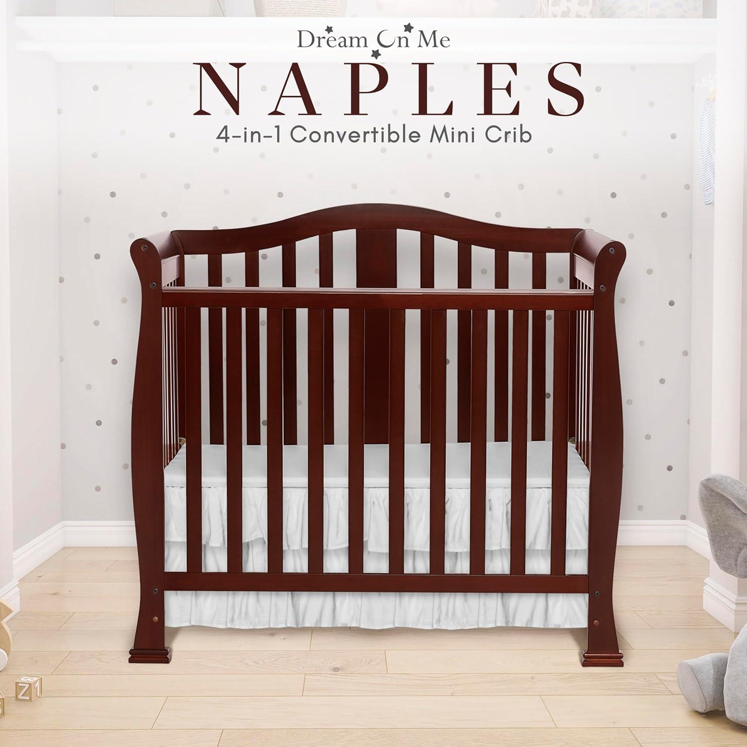 Espresso 4-in-1 Convertible Mini Crib with Mattress Pad