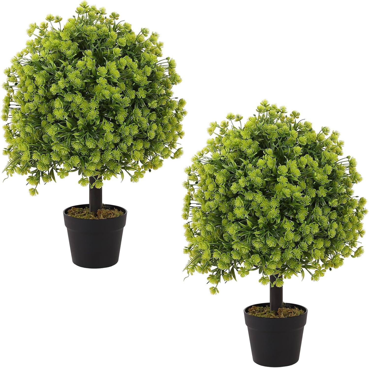 4ft Artificial Cedar Topiary Trees 2 Pack, Beautiful Realistic Artificial Plants for Outdoor, UV Protection Potted Plants Artificial Shrubs for Outdoor, Indoor, Office, Front Porch Decor.