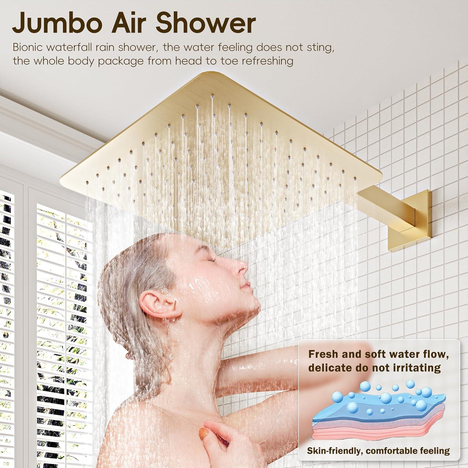 HOMGOO HG-6208BG Complete Shower System,Shower Faucet Set with 10" Rain Shower head and Handheld Shower Head Set