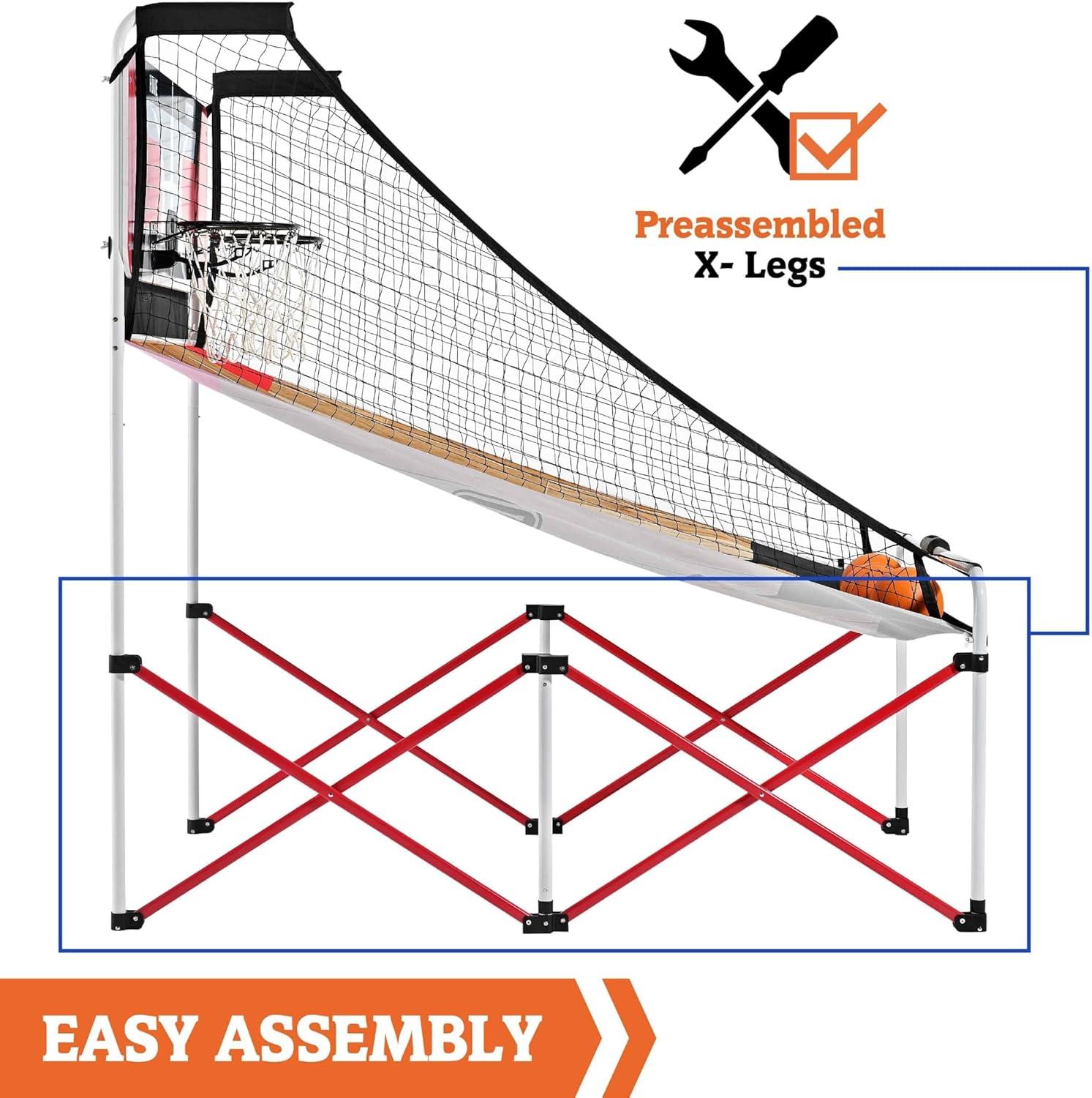 Hall of Games Hall of Games Easy to Assemble Arcade Basketball 84” Tall Indoor Steel Frame EZ-Fold X-Leg