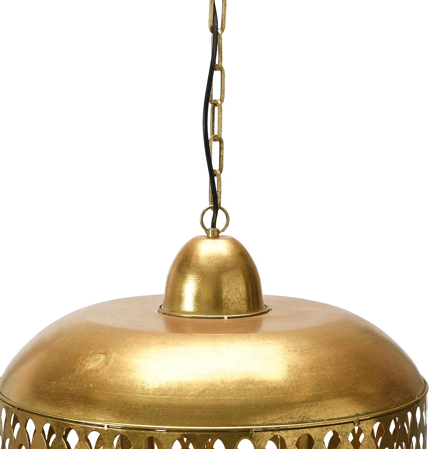 20.25" x 18.5" Metal Pendant Lamp Gold Finish - Storied Home: UL Listed, No Assembly, Adjustable Height