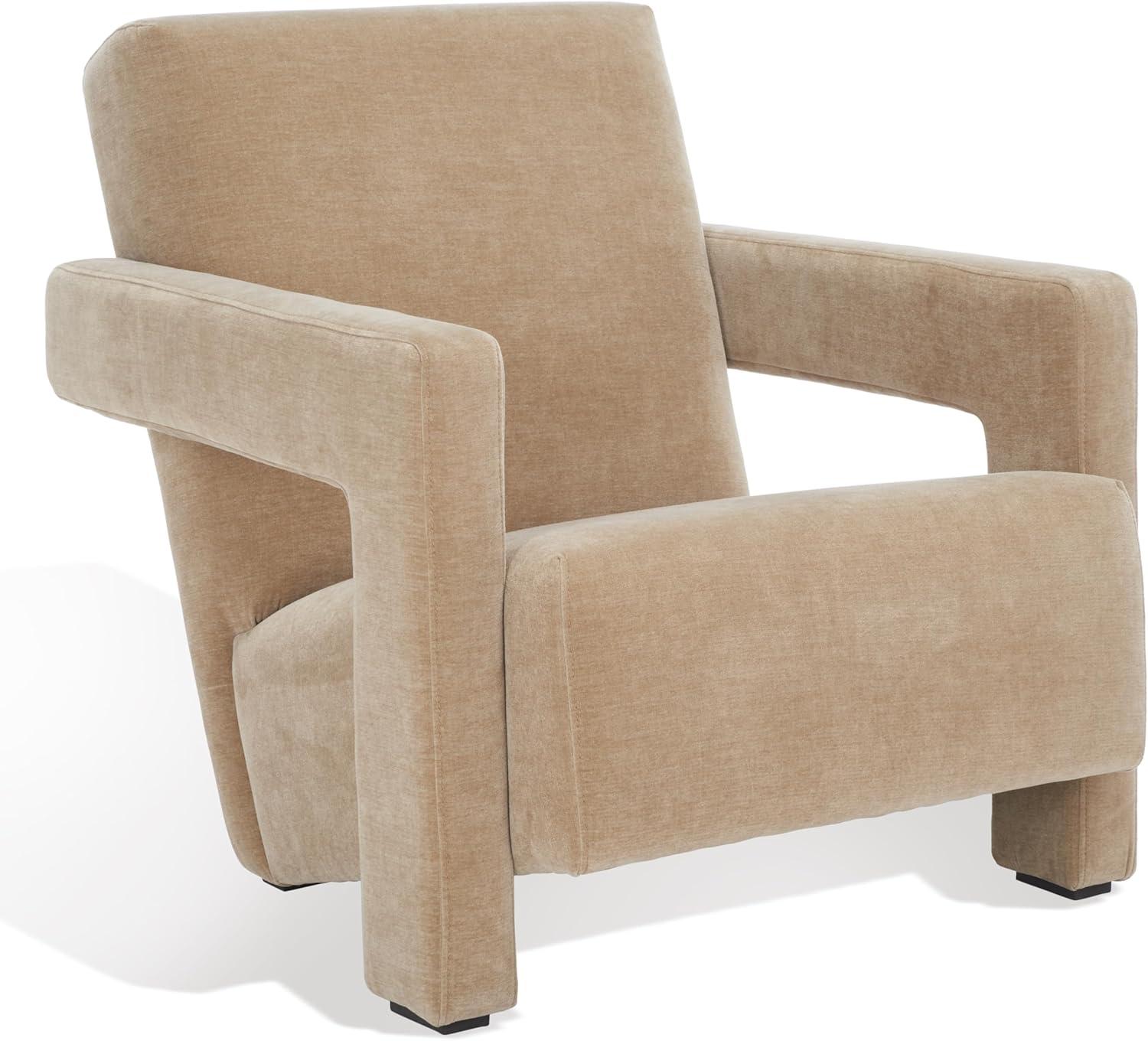 Safavieh  Couture Taylor Modern Velvet Accent Chair - 27 in. W x 35 in. D x 30 in. H Light Brown