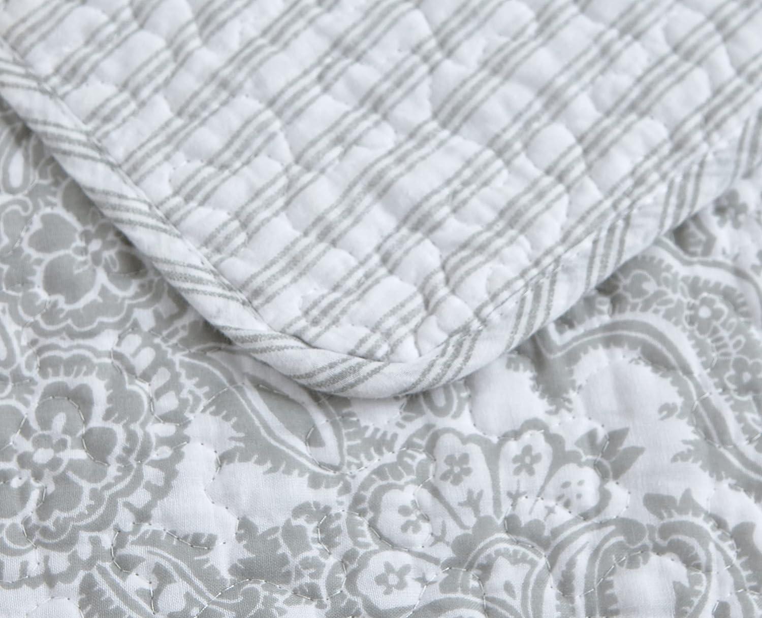 Tommy Bahama Island Memory Grey Cotton Reversible Quilt Set