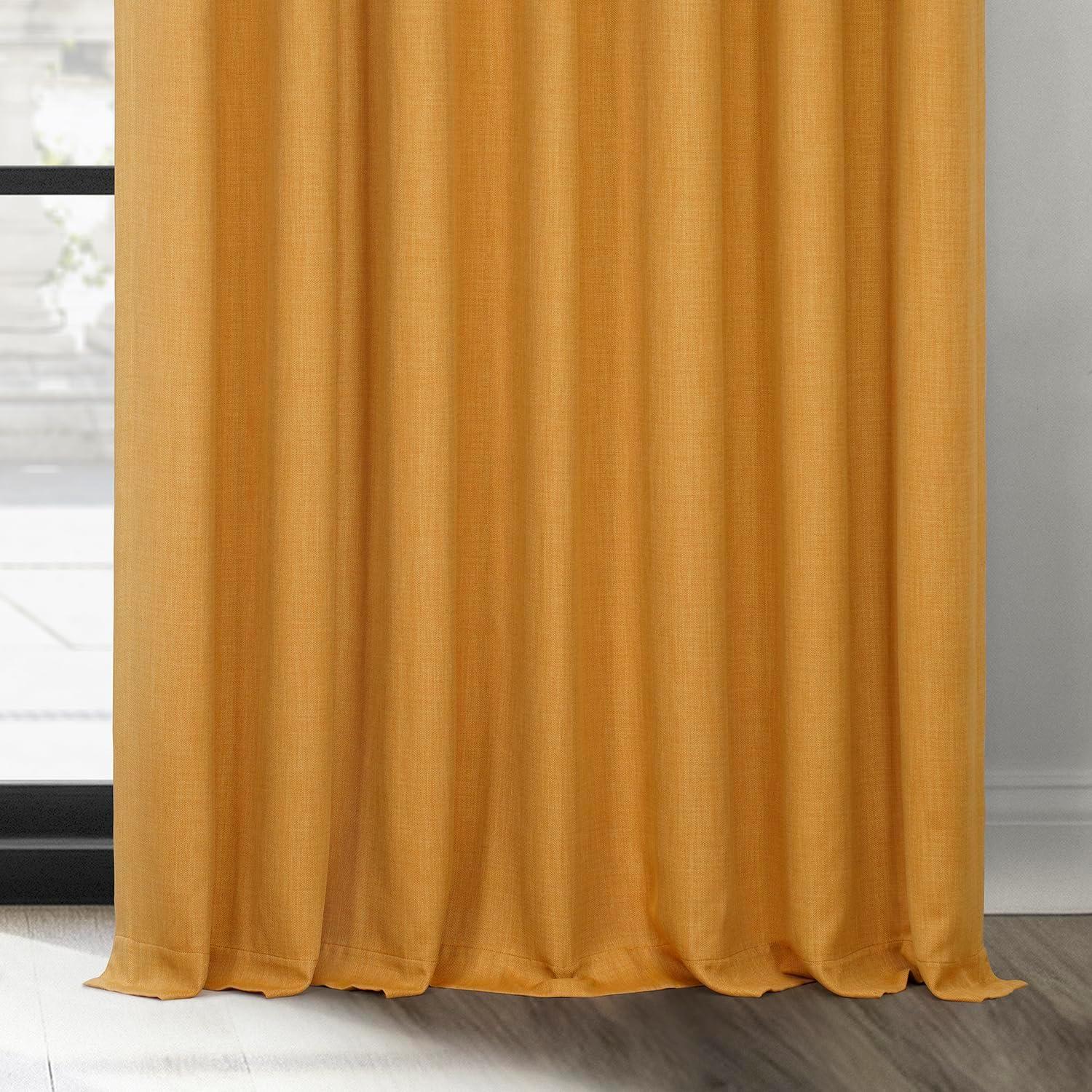 Ottis Textured Faux Linen Rod Pocket Room Darkening Curtains for Bedroom & Living Room Curtains - Single Panel Drapes