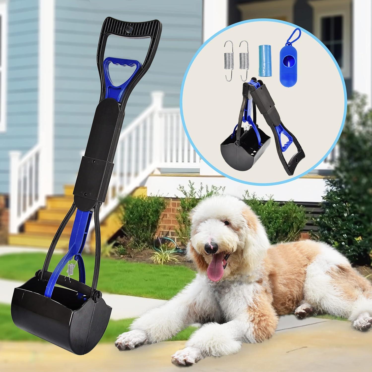 Blue Foldable Long Handle Dog Pooper Scooper