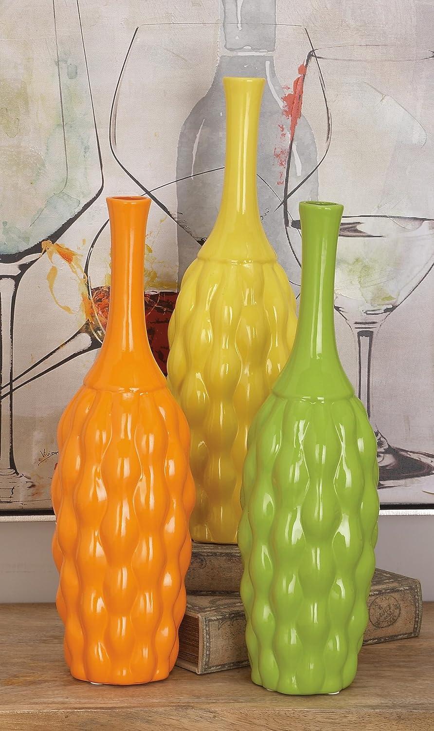 Ceramic Multi Colored Decorative Vase Set (Set of 3)