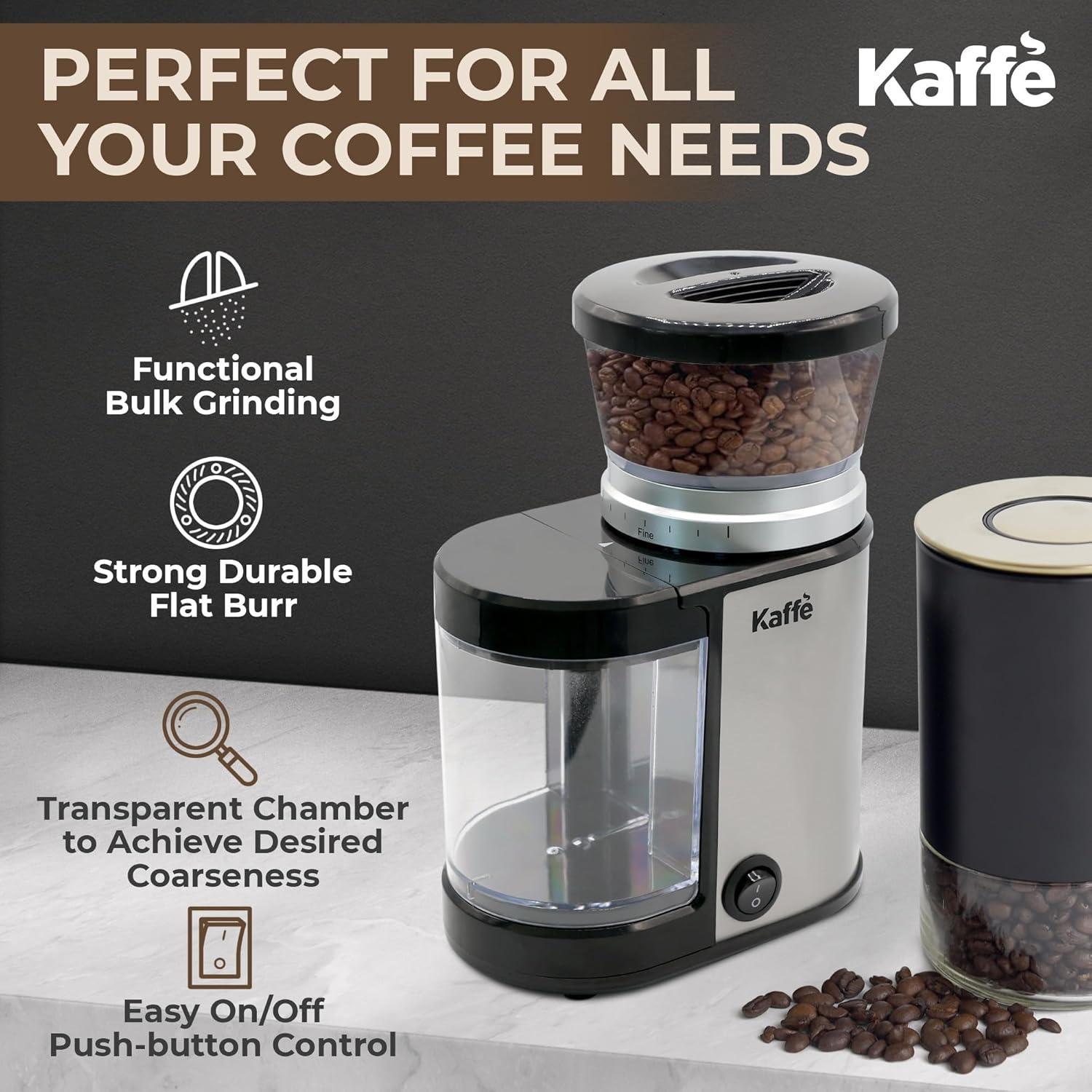 Kaffe Stainless Steel Electric Burr Coffee Grinder with Adjustable Coarseness