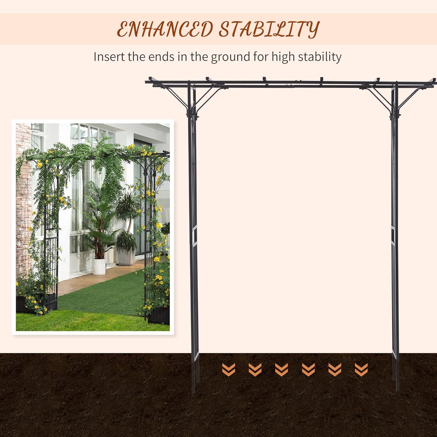 Outsunny 74.75'' W x 19.75'' D Metal Arbor in Gray