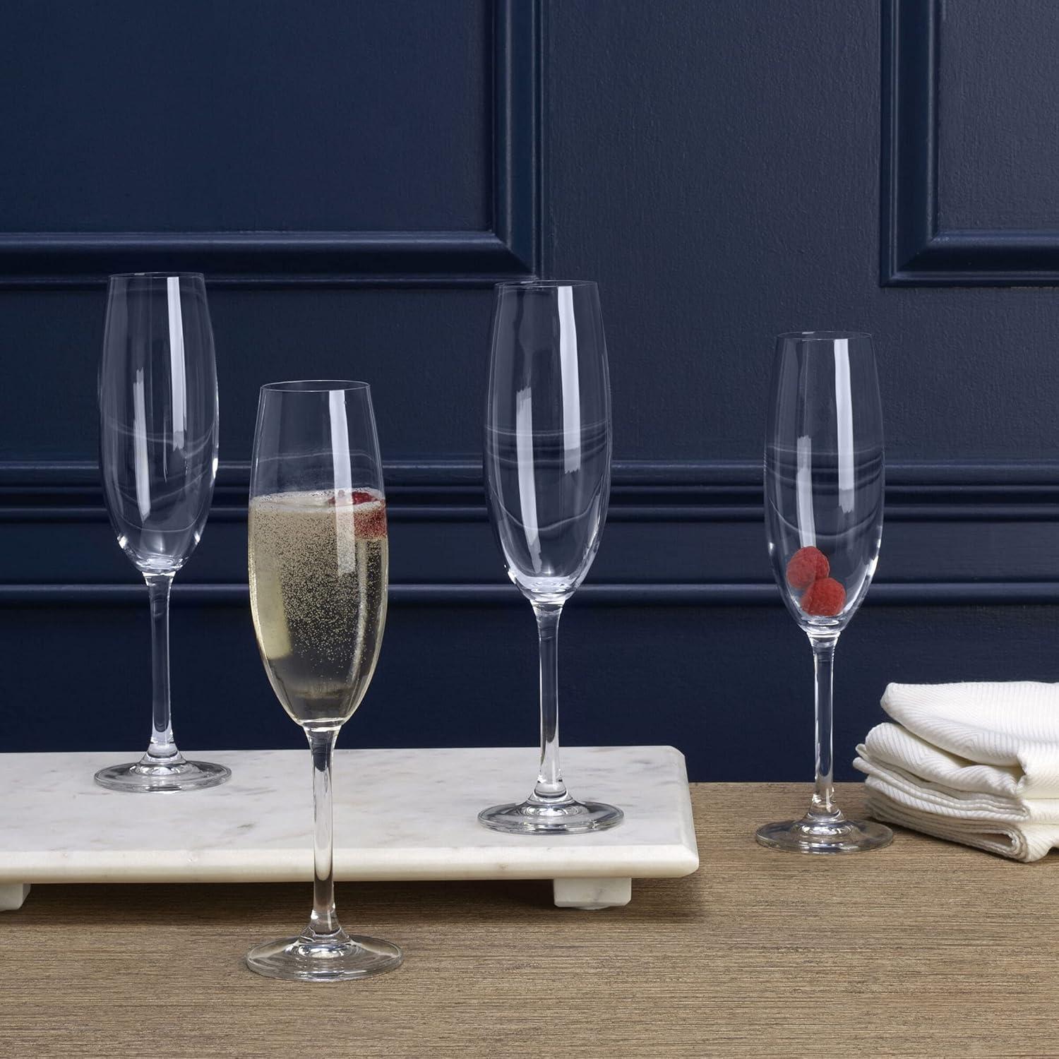 Julie Clear European Crystal Champagne Flutes, Set of 4