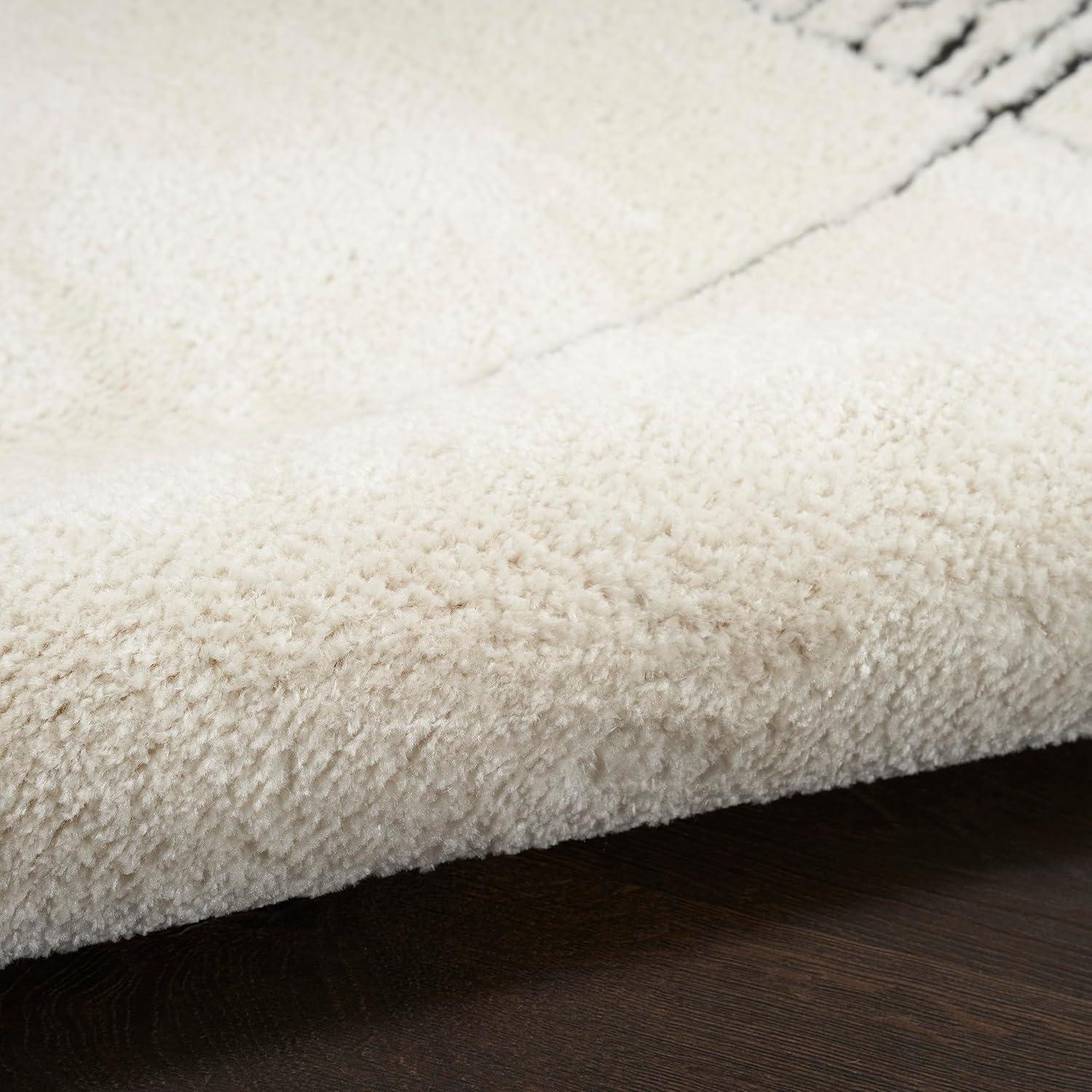 Nourison Cozy Modern Abstract Scandinavian Indoor Area Rug Ivory Black 7'10"x9'10"