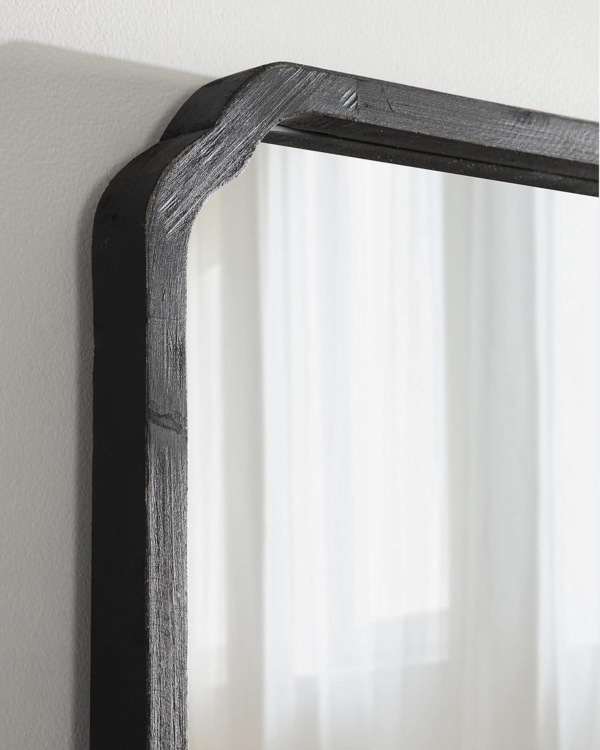 Kate & Laurel All Things Decor 24"x36" Marston Farmhouse Rectangle Wall Mirror Black: Modern Wood Frame, No Assembly Required