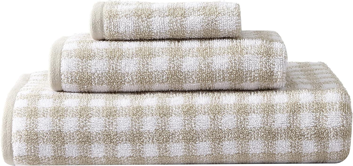 Laura Ashley Ginny 100% Cotton Terry- 3 Piece- Towel Set  Brown- 3 Pc Towel Set