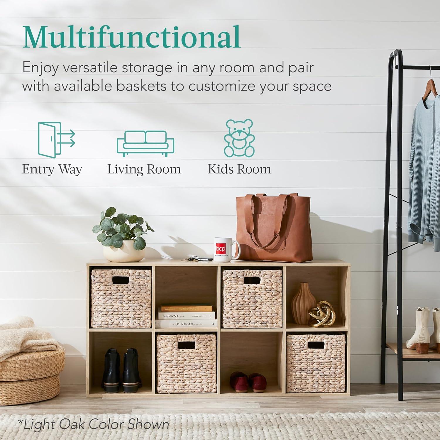 Best Choice Products 8-Cube Bookshelf, 11in Display Storage System, Organizer w/ Removable Back Panels - Walnut