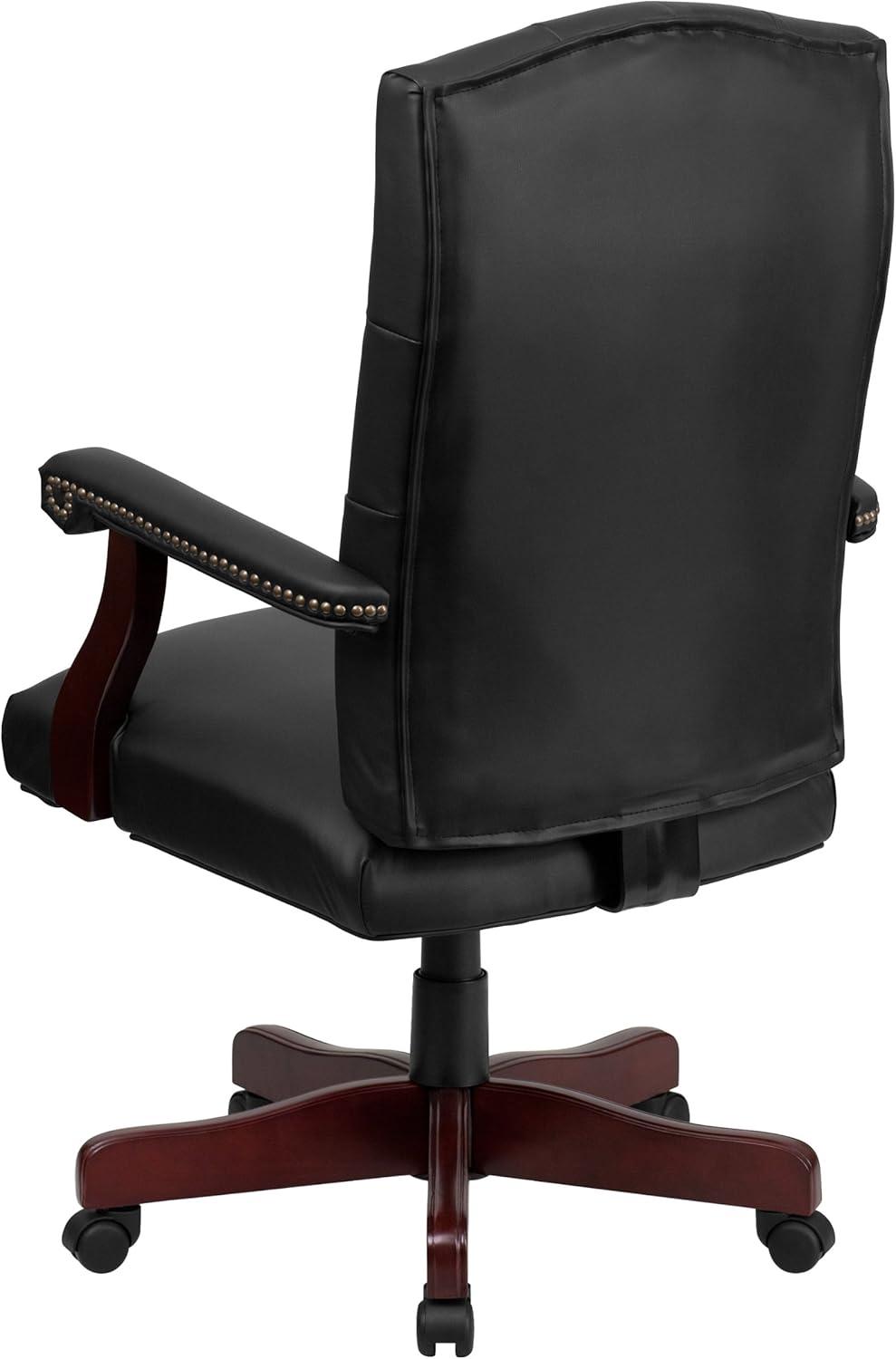 Flash Furniture Martha Washington Black LeatherSoft Executive Swivel Office Chair with Arms