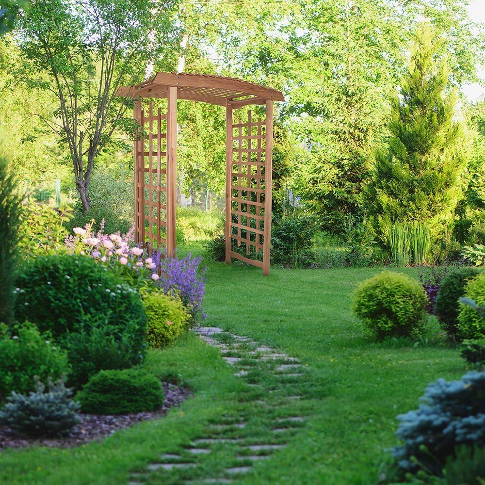 5 Ft Beige Cedar Wooden Garden Arbor Trellis