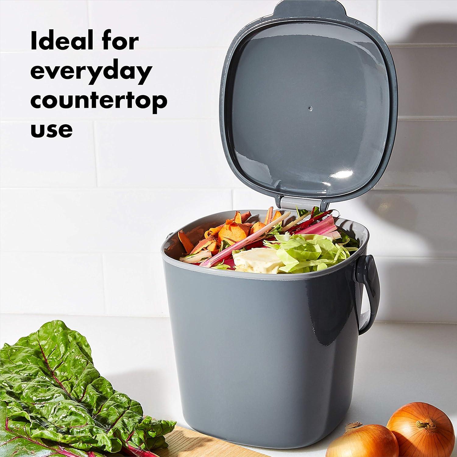 OXO Good Grips Easy-Clean Compost Bin - Charcoal - 0.75 Gal/2.83 L