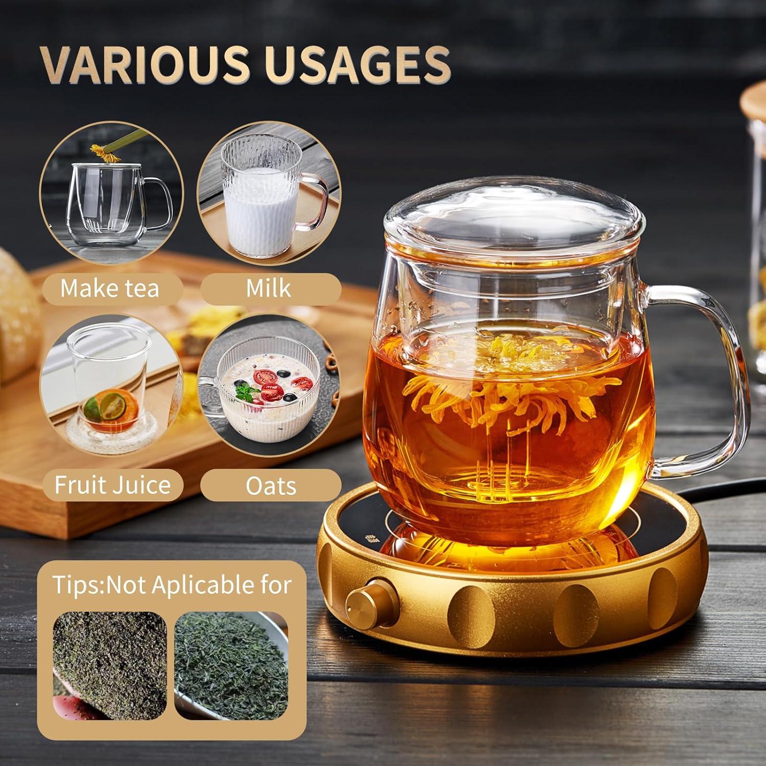 Large Clear Borosilicate Glass Tea Cup with Infuser and Lid, 17.6oz