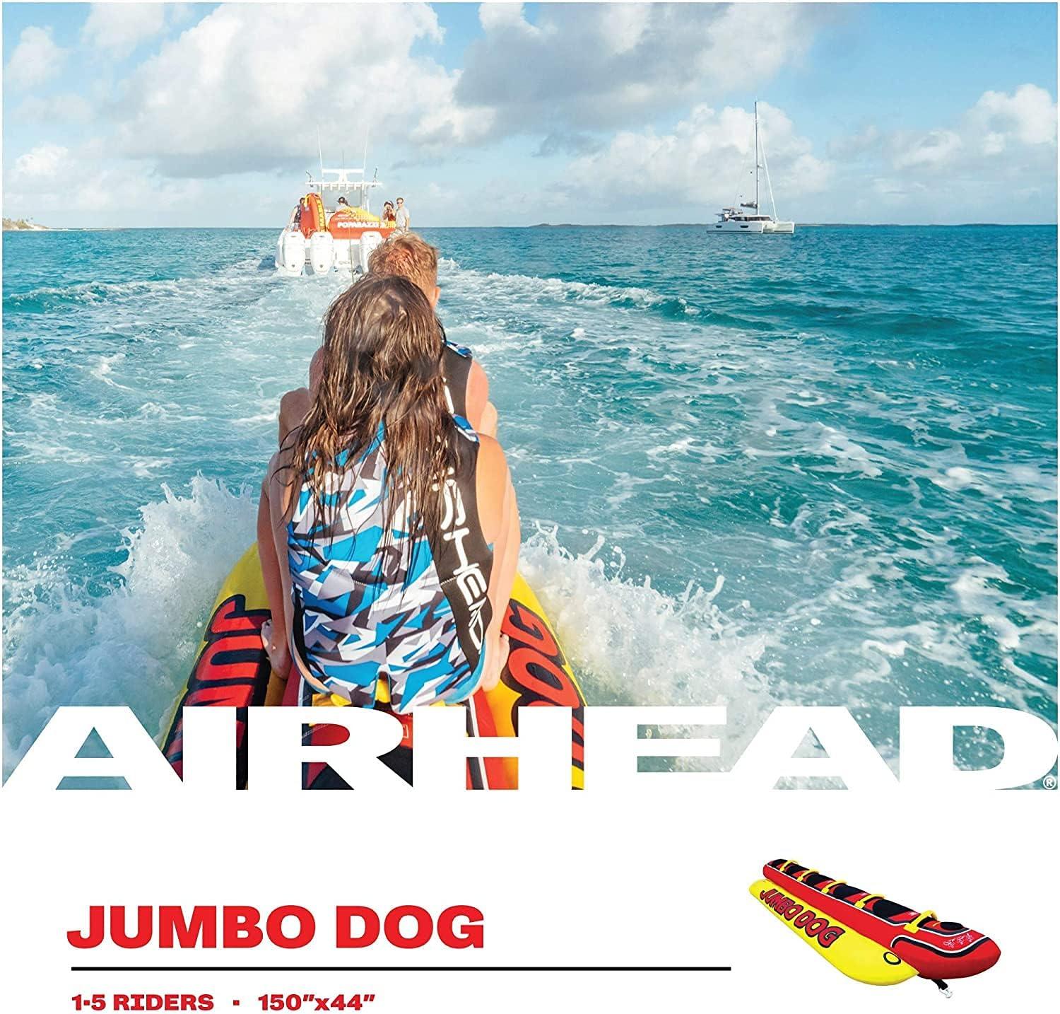 Jumbo Dog 5-Rider Red and Yellow Towable Tube