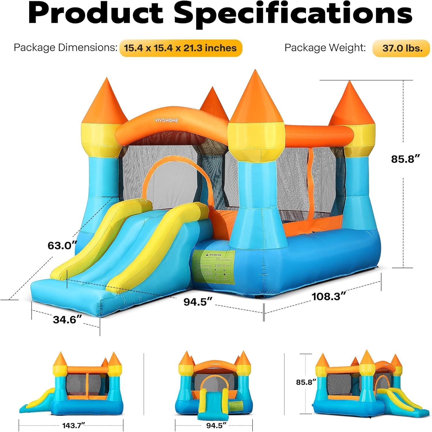 Vibrant Inflatable Bounce House with Slide and Blower