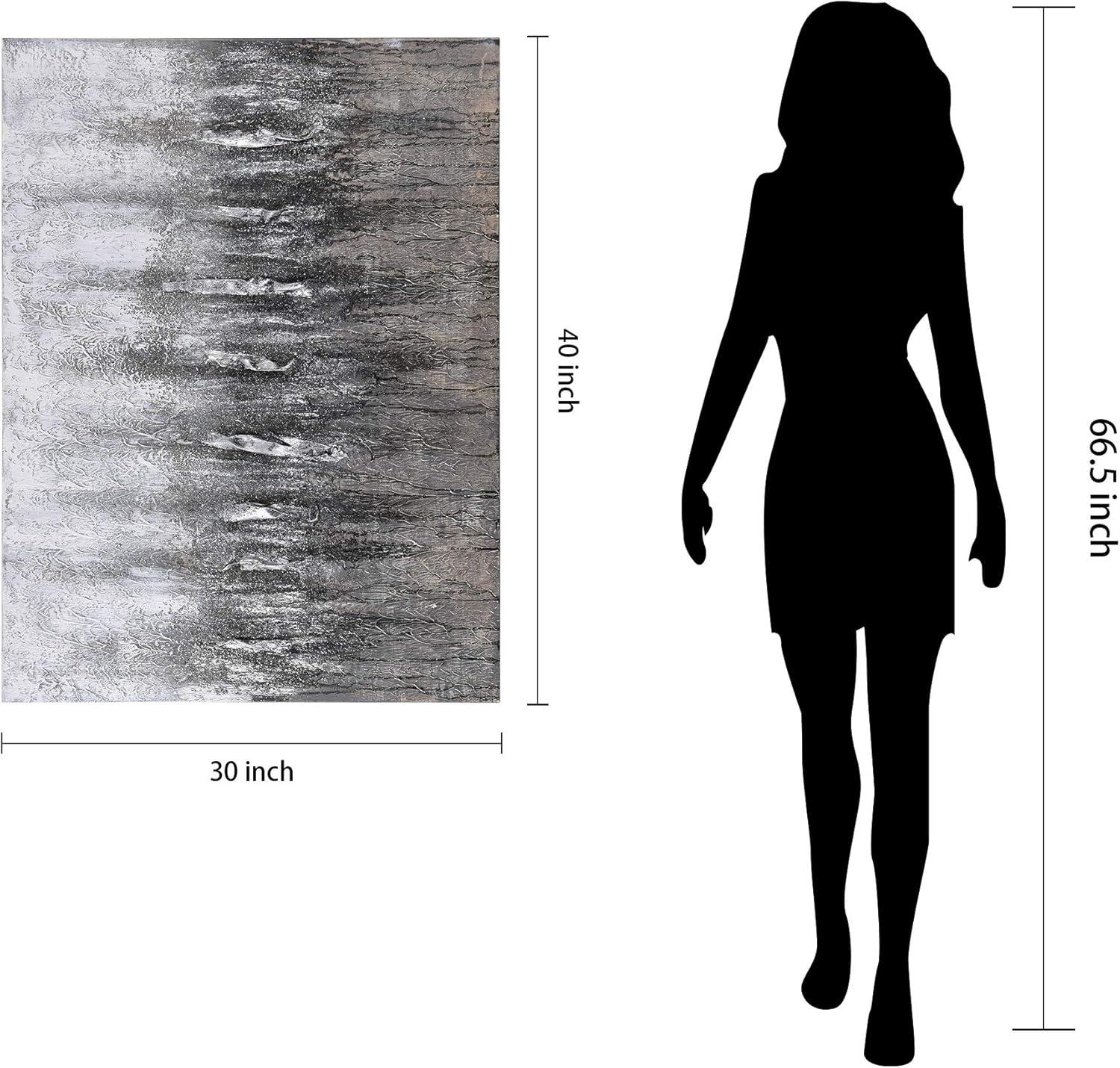 Empire Art Direct Gray Frequency Textured Metallic Hand Painted Wall Art, 30" x 40" x 1.5", Ready to Hang