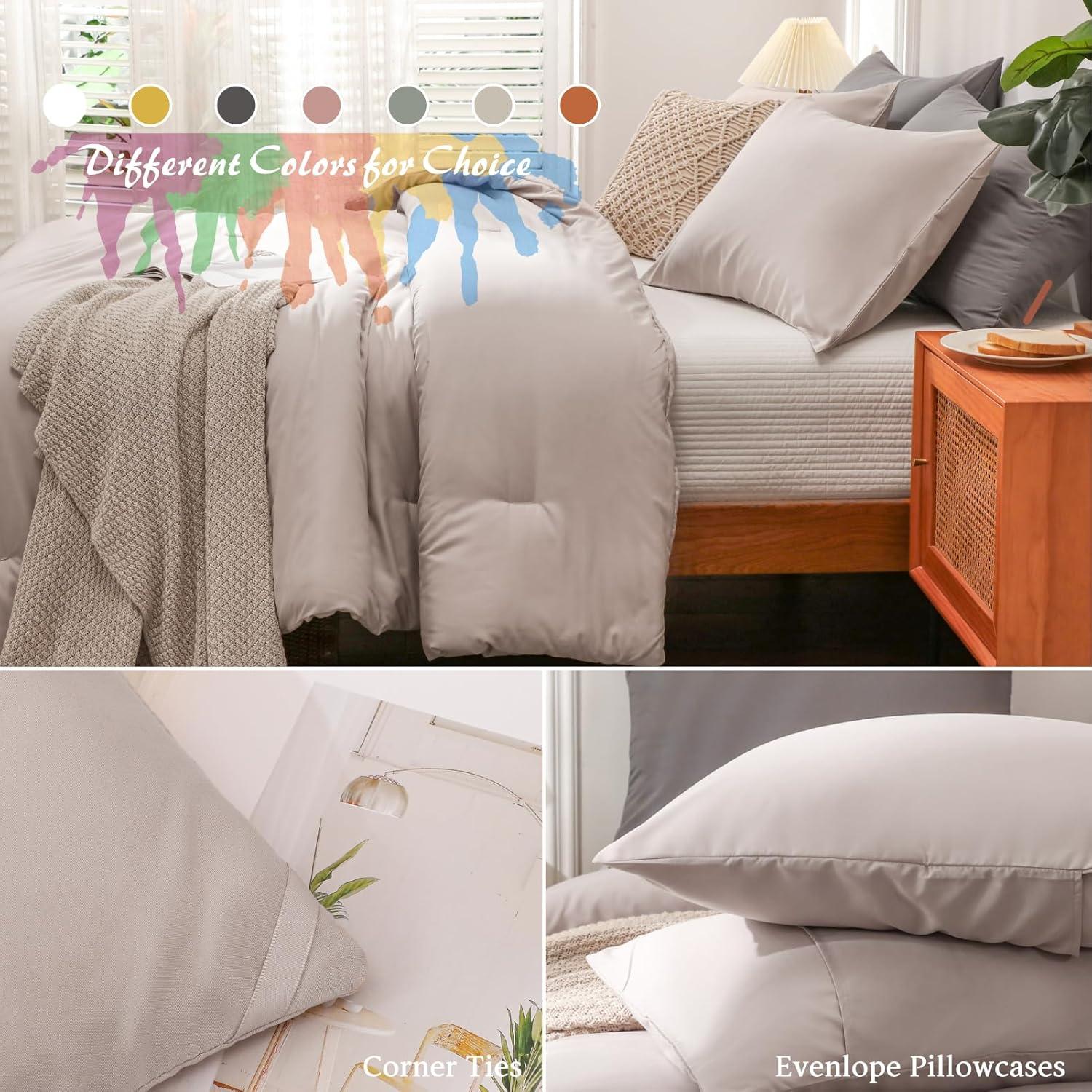 SPRINDAY Queen Comforter Set For Adult, 3 Piece Sage Green Comforter Sets & Bedding For All Season