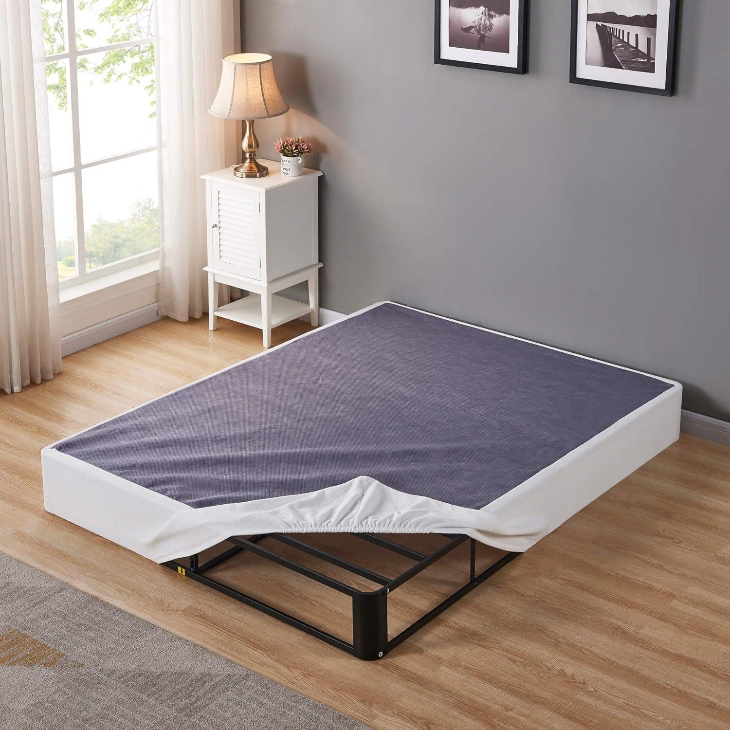 Signature Design by Ashley 10" Mattress Box Spring with Metal Foundation, King, White