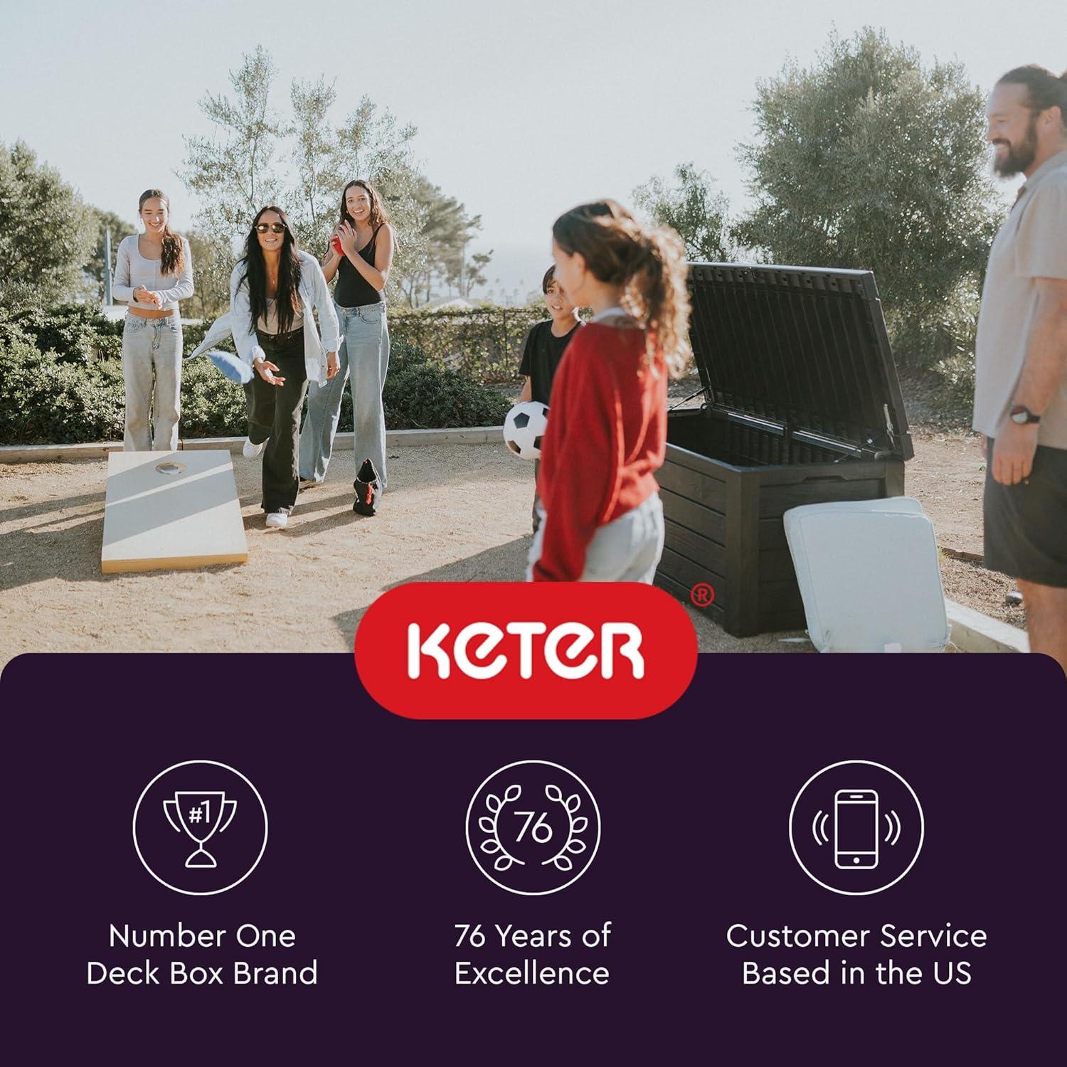 Keter Keter Westwood 150 Gallon Large Durable Resin Outdoor Storage and Organization Deck Box For Patio Furniture and Supplies