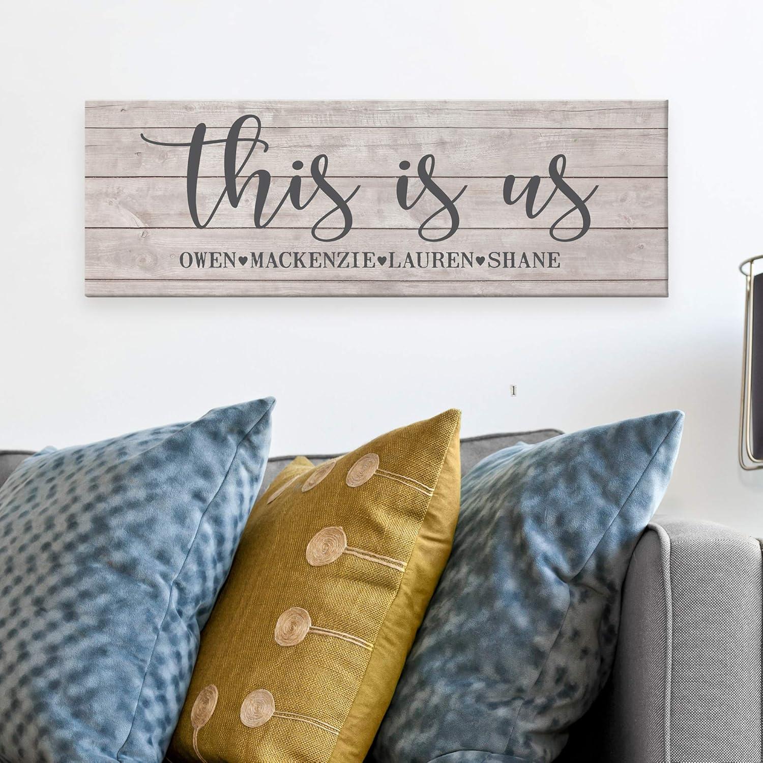 Let's Make Memories Personalized This Is Us Canvas with Frame - Framed Family Canvas - Customized Wall Art - Home Decor - 9”H x 27”W