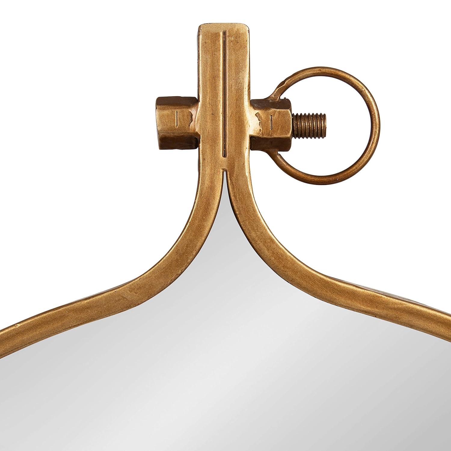 Kate and Laurel Yitro Round Industrial Modern Metal Framed Wall Mirror, 23.5x28.5, Gold