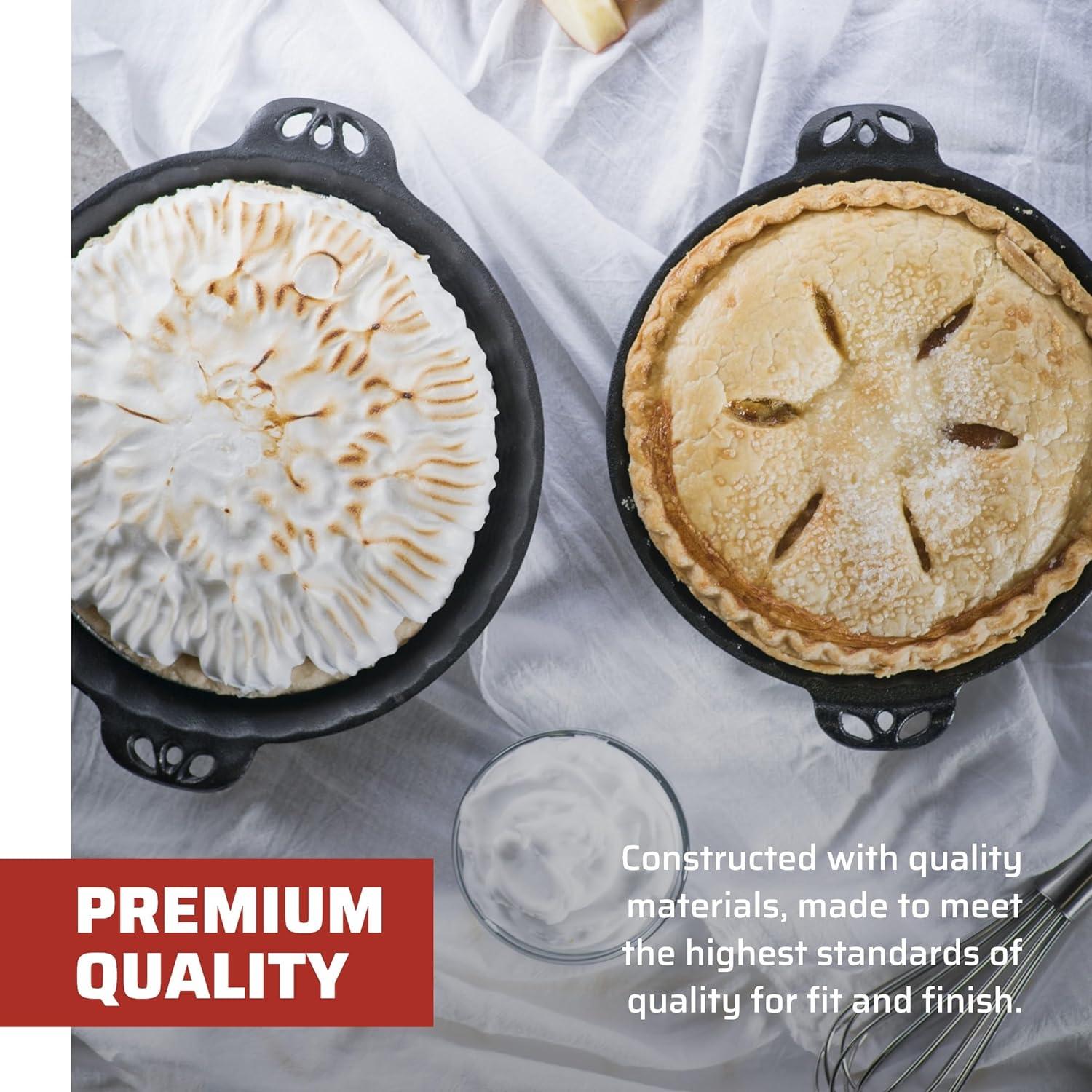 Camp Chef Cast Iron Pie Pan - True-Seasoned Cast Iron Pie Dish for Cooking & Camping Accessories - 10"