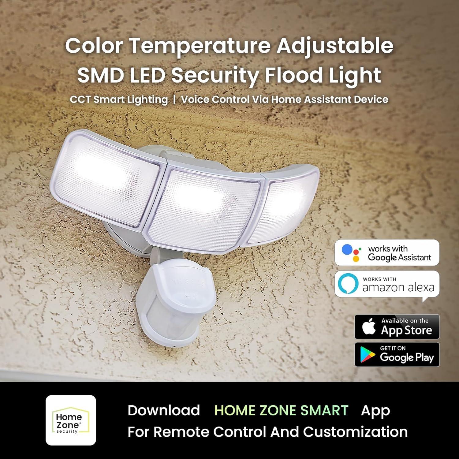 Home Zone Security Smart 3 - Head LED Hardwired Dusk to Dawn Outdoor Security Flood Light with Motion Sensor