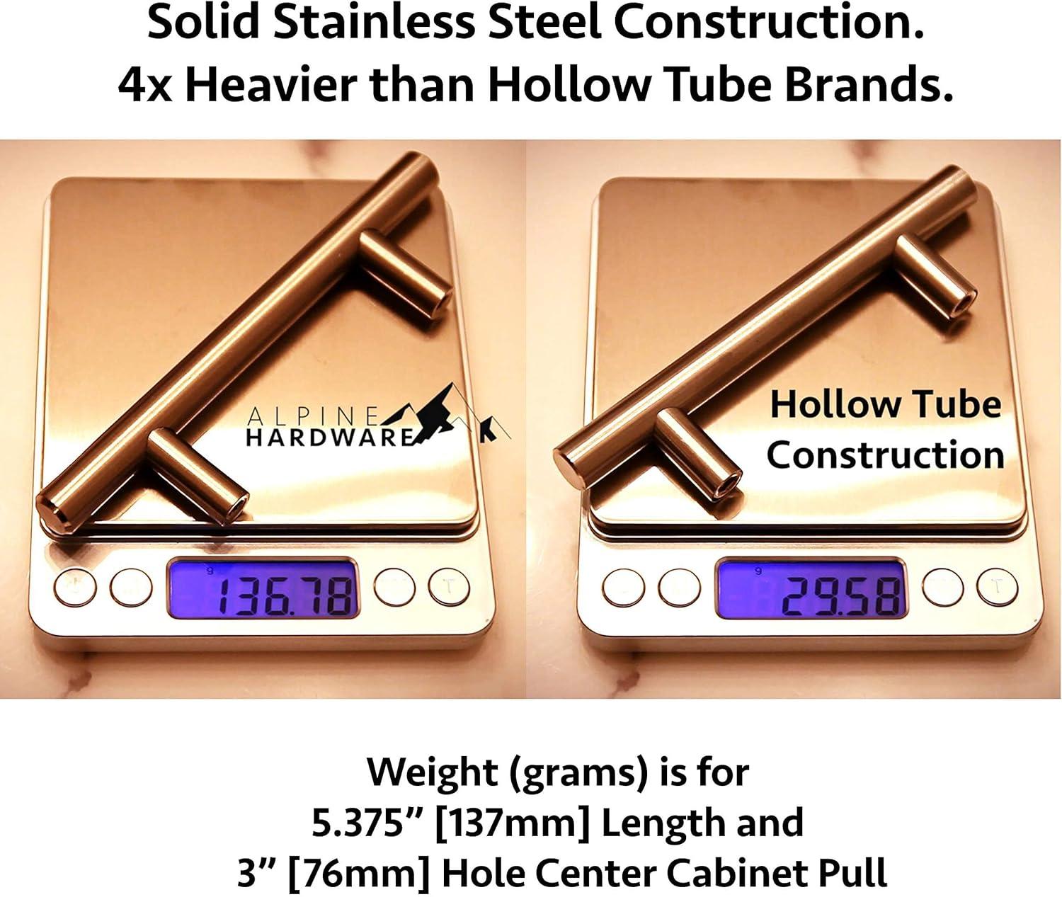 Alpine Hardware Premium Stainless Steel 5" Center to Center Bar Pull Multipack (Set of 5)