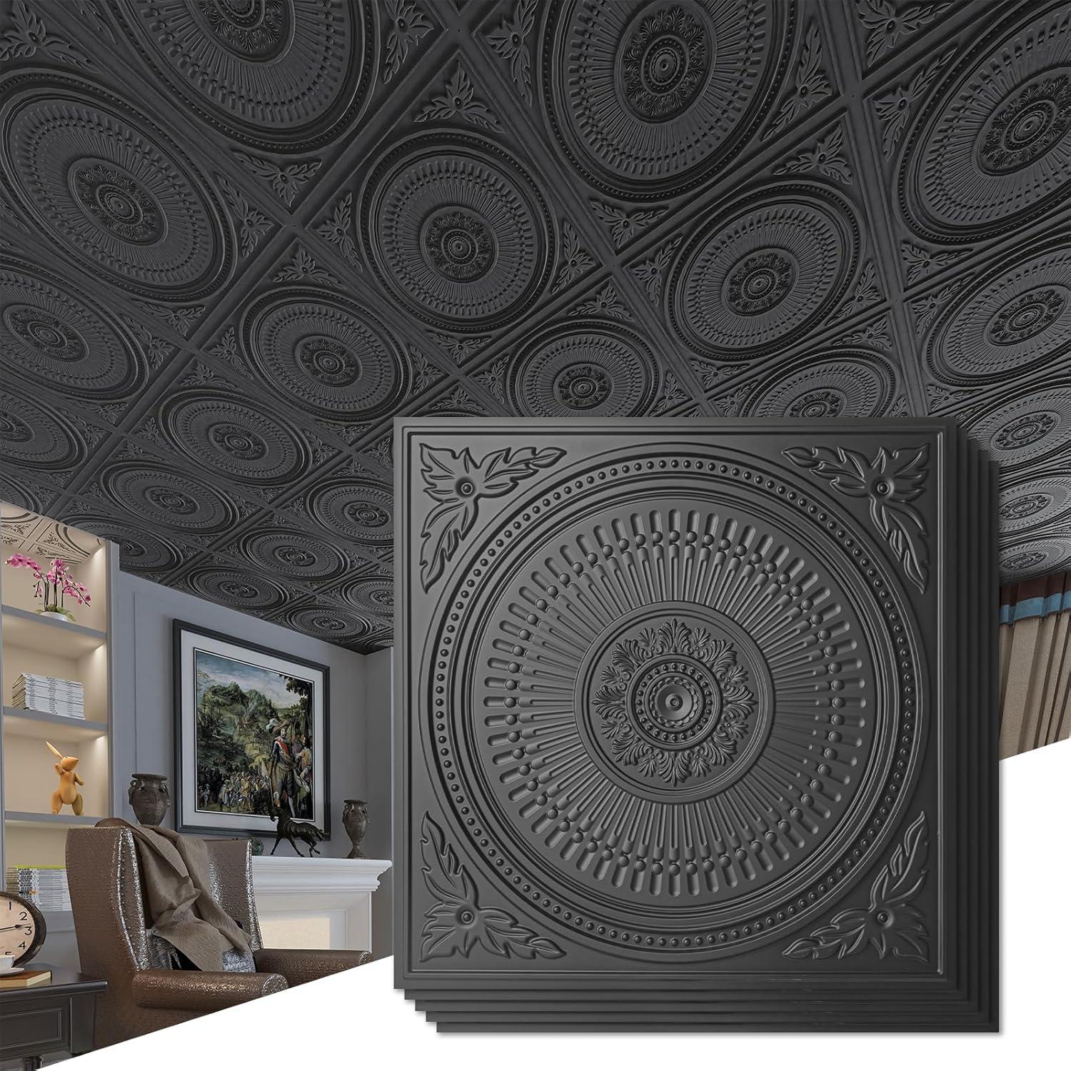 Black Decorative PVC 24x24 Ceiling and Wall Panels