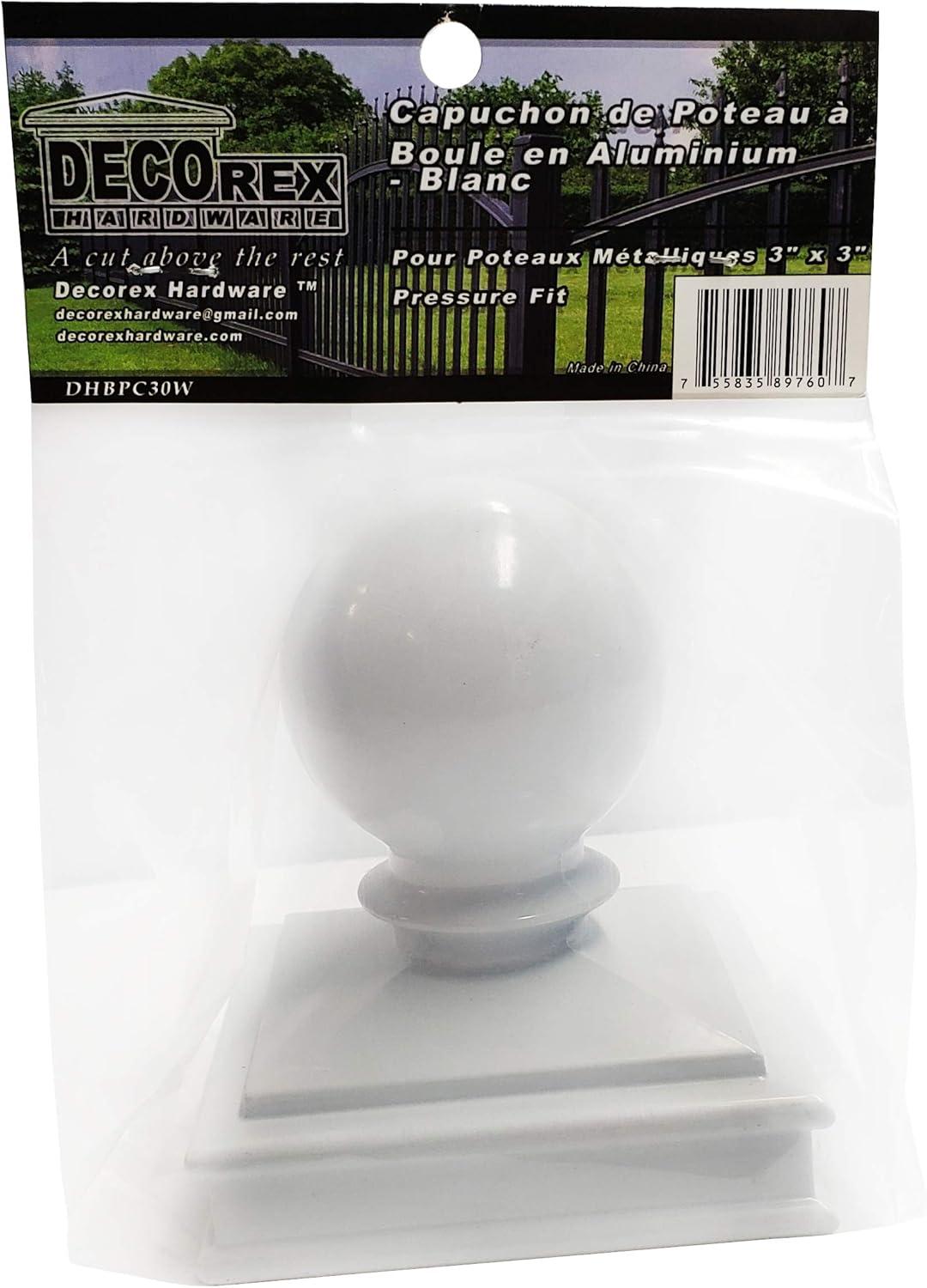 3" x 3" Aluminium Ball Top Post Cap for Metal Posts - Pressure Fit - White