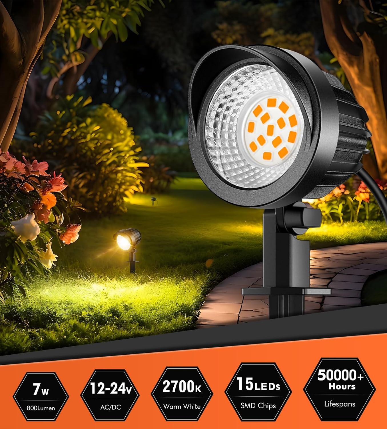 7W LED Black Aluminum Waterproof Outdoor Pathway Spotlights, 4-Pack