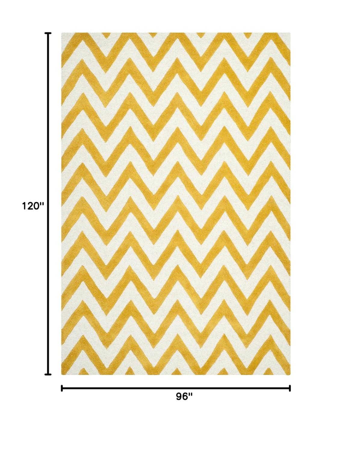 SAFAVIEH Cambridge Kaitlyn Zig Zag Stripes Wool Area Rug, Black/Ivory, 8' x 10'